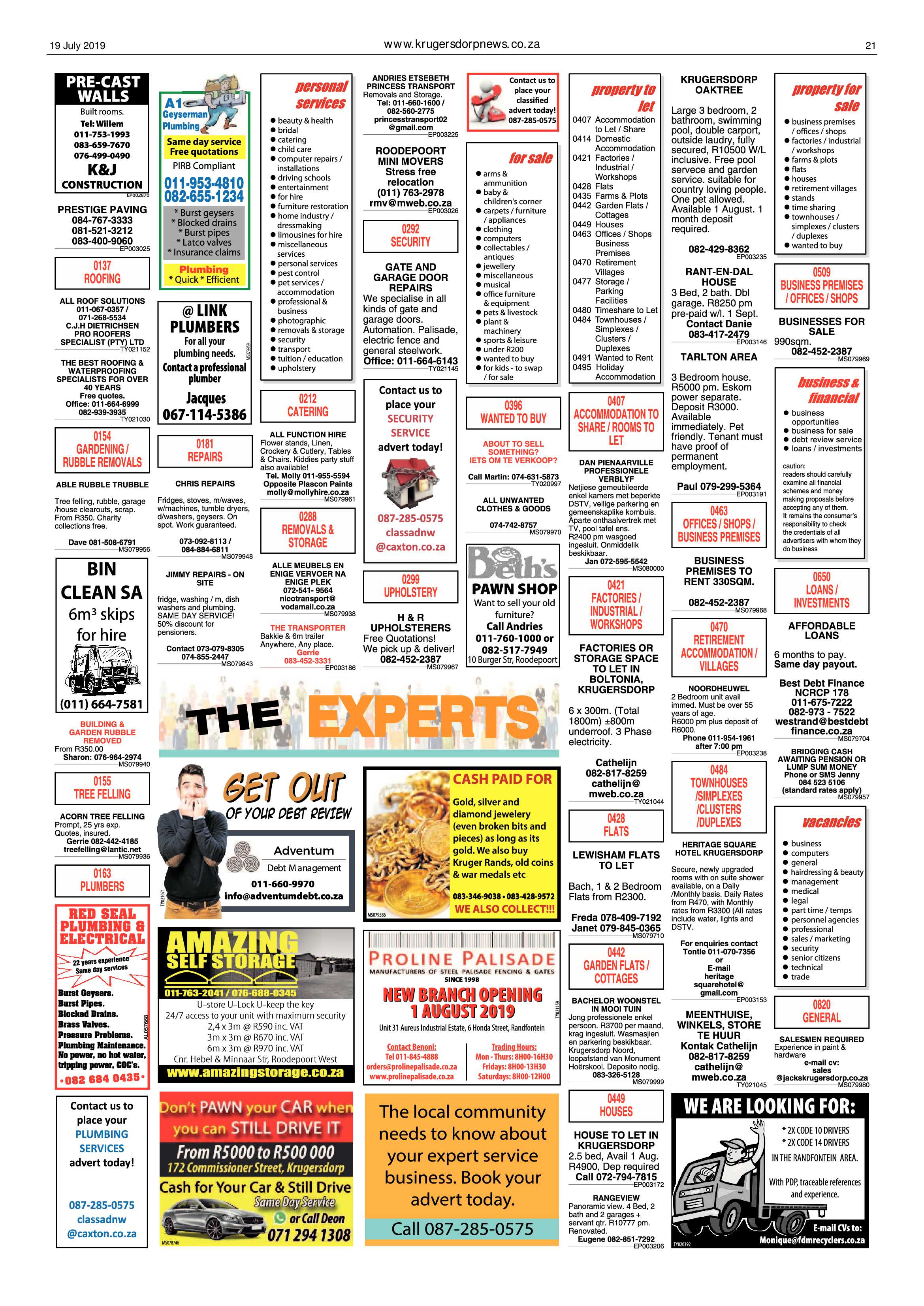 Krugersdorp News 19 July 2019 page 21