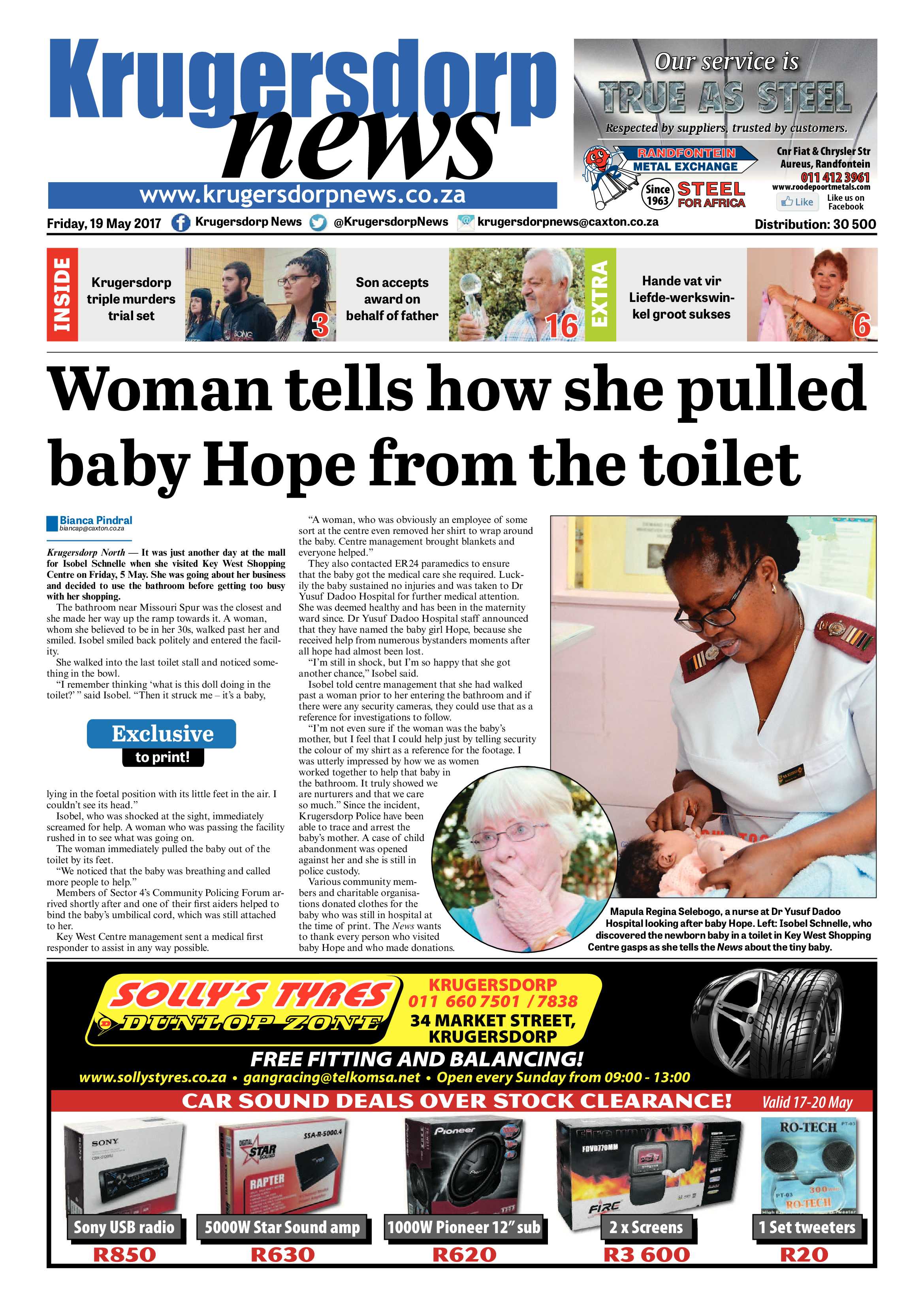 Krugersdorp News 19 May 2017 page 1