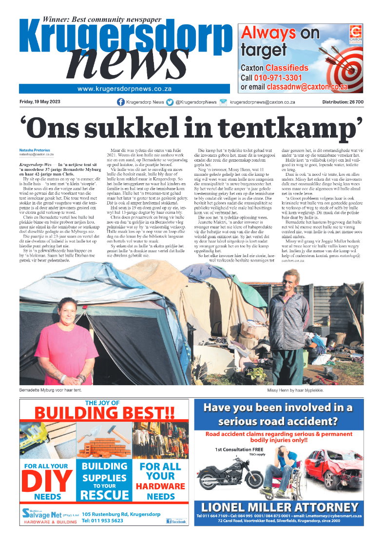 Krugersdorp News 19 May 2023 page 1