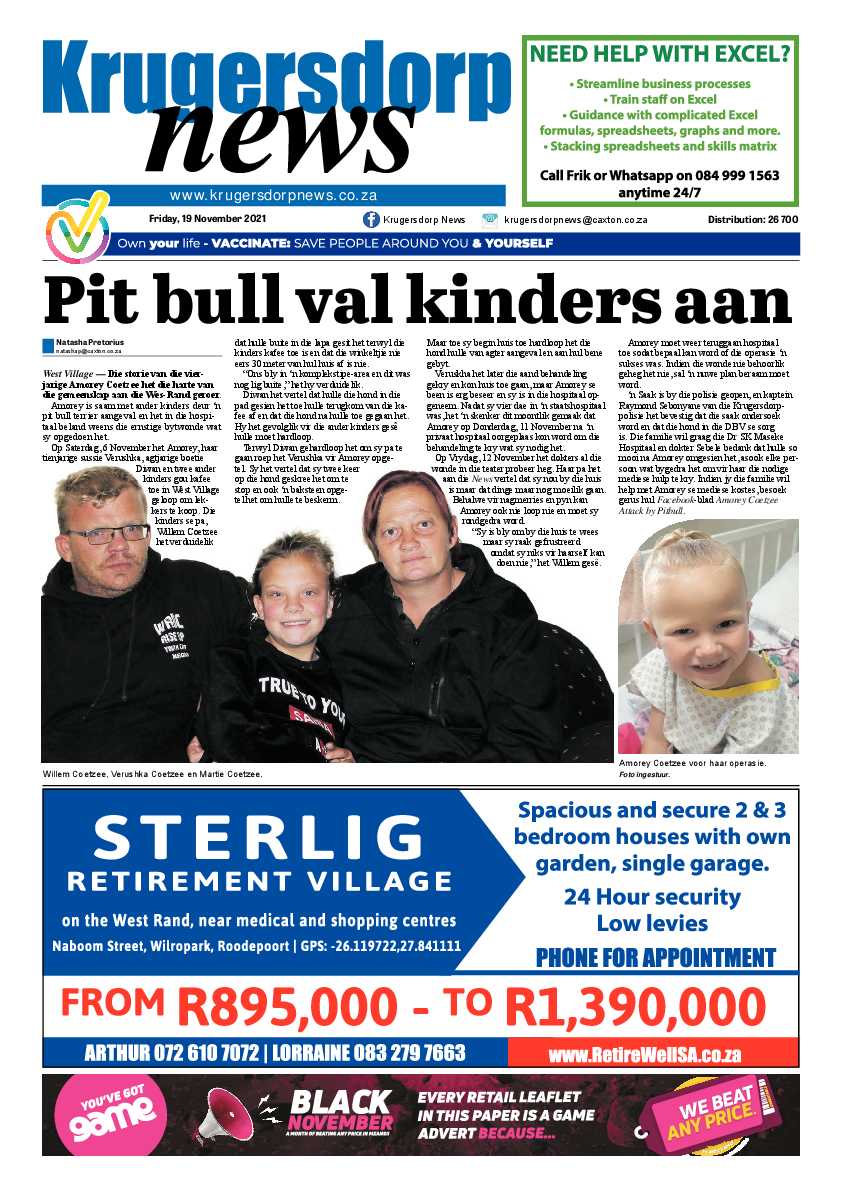 Krugersdorp News 19 November 2021 page 1