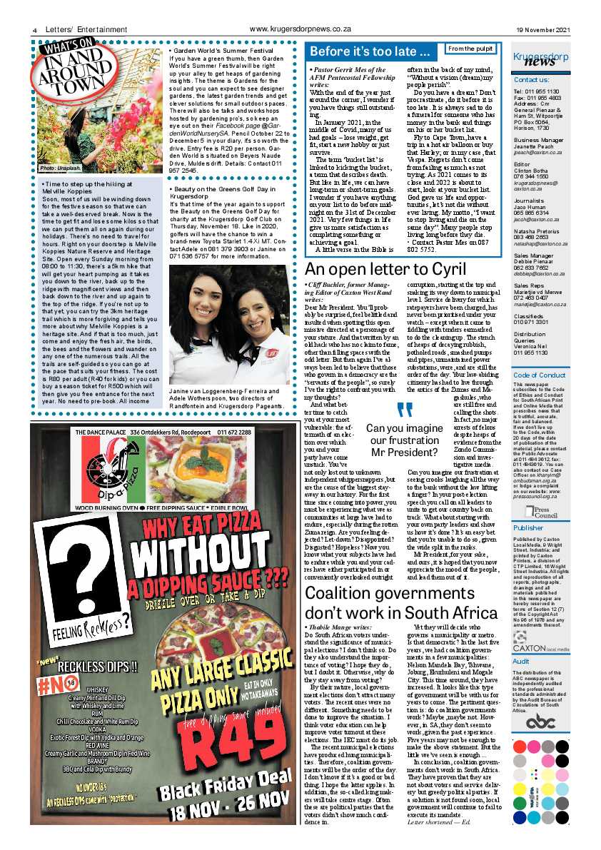 Krugersdorp News 19 November 2021 page 4