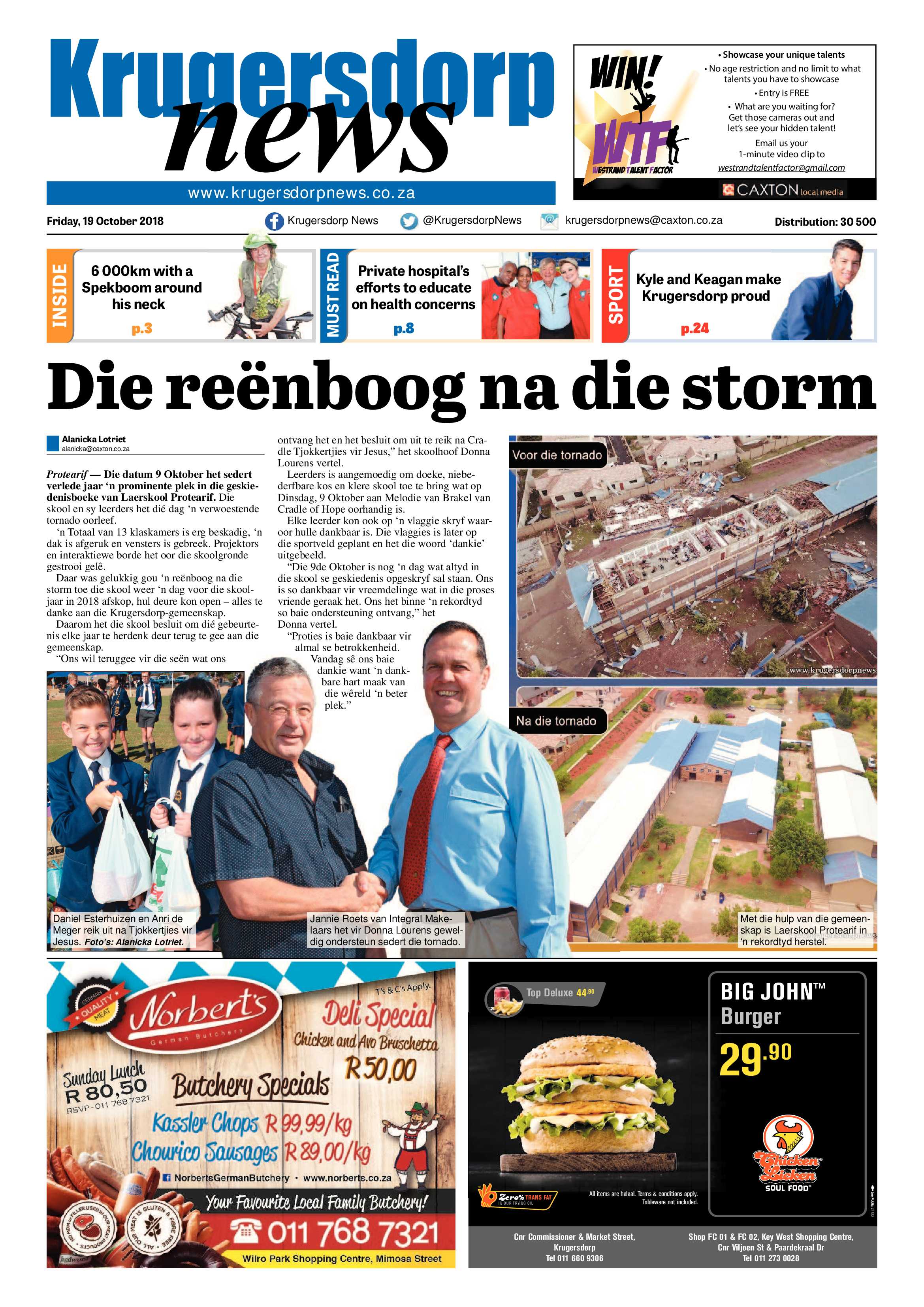 Krugersdorp News 19 October 2018 page 1
