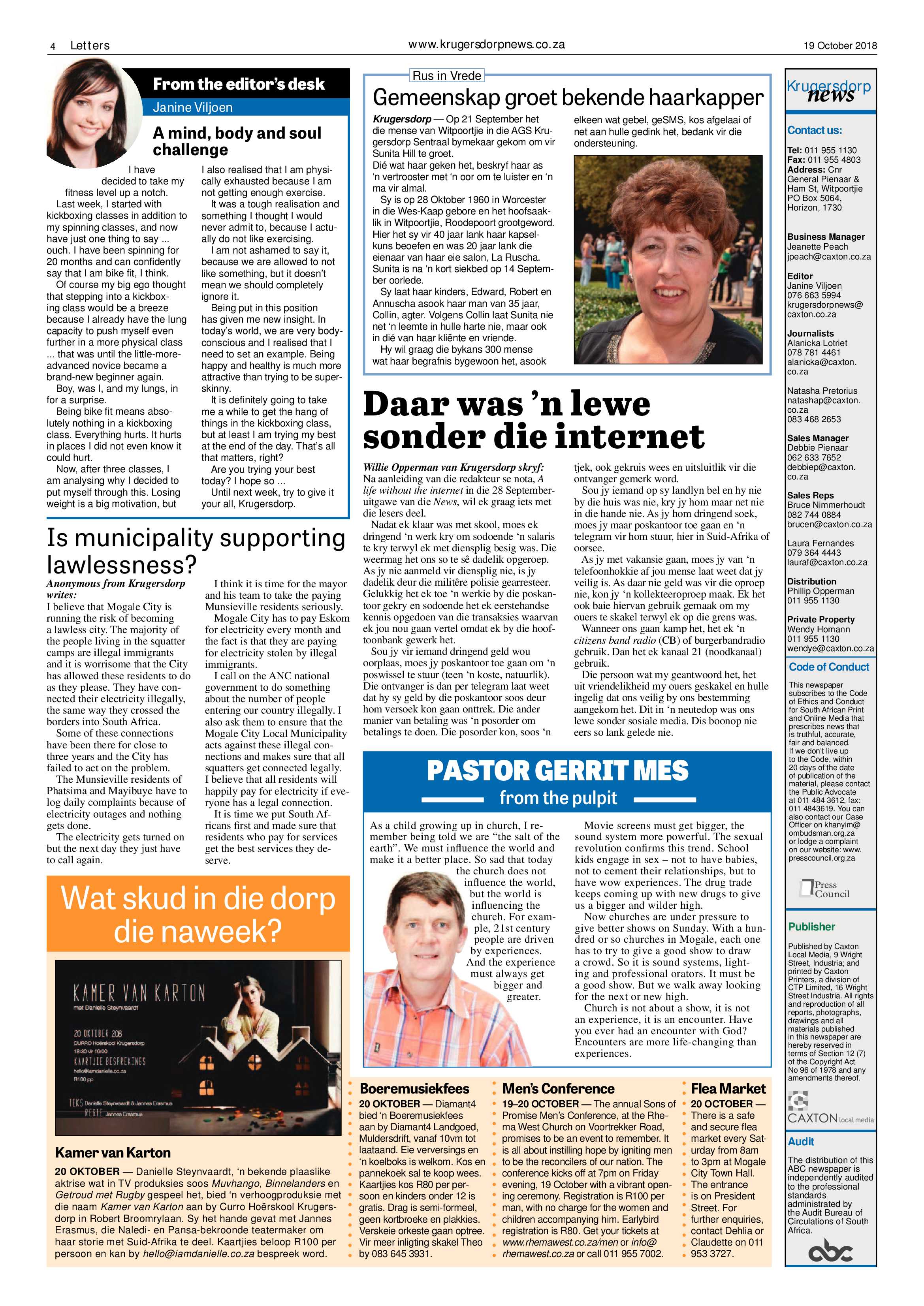 Krugersdorp News 19 October 2018 page 4