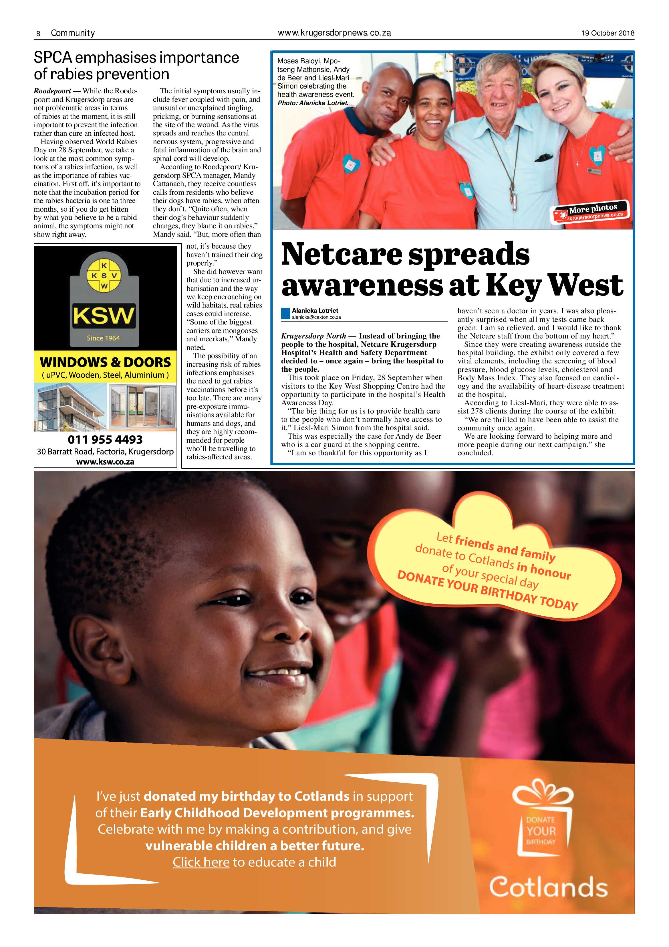 Krugersdorp News 19 October 2018 page 8
