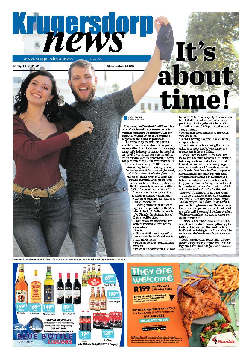 Krugersdorp News 1 April 2022 page 1