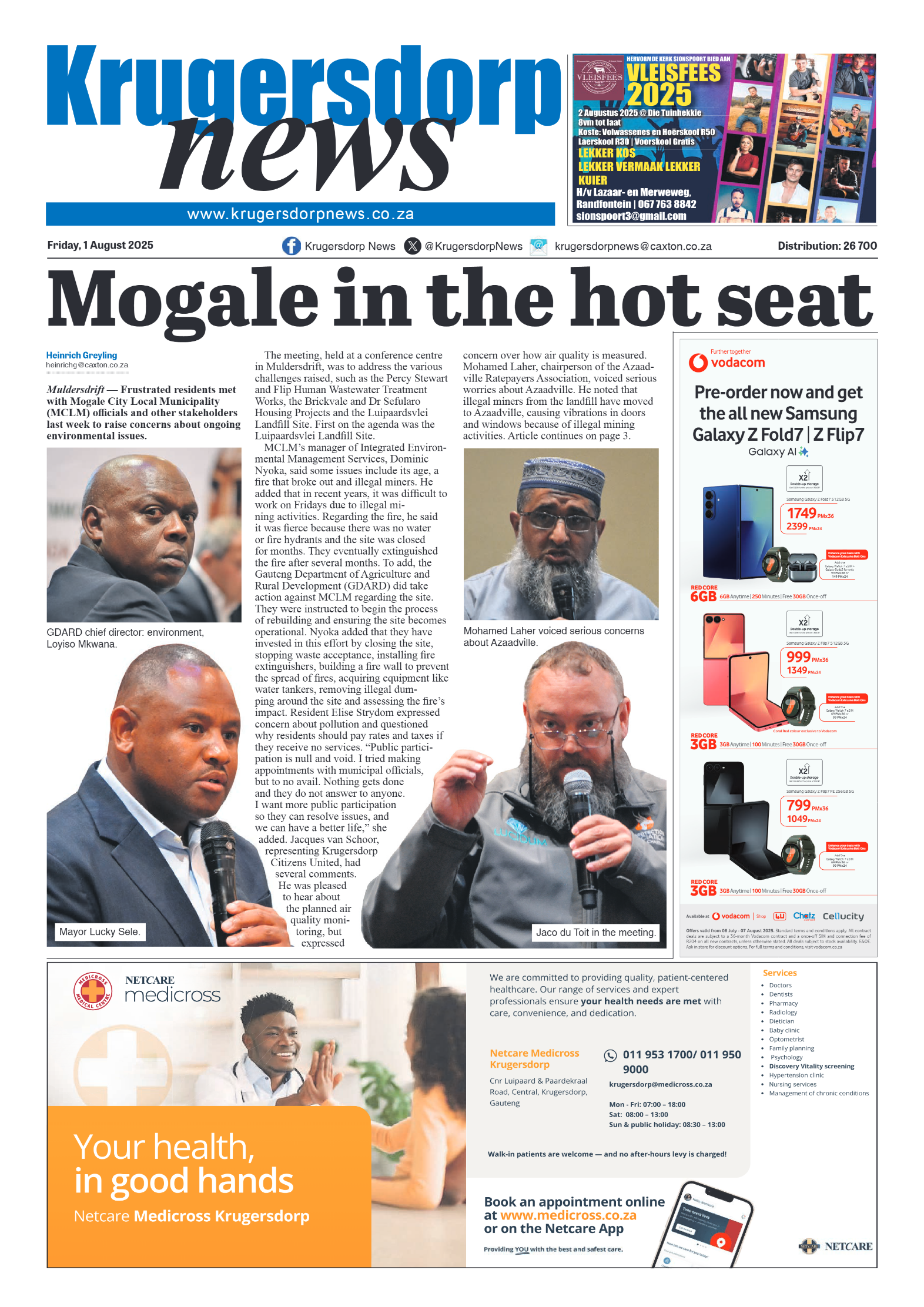Krugersdorp News 1 August 2025 page 1