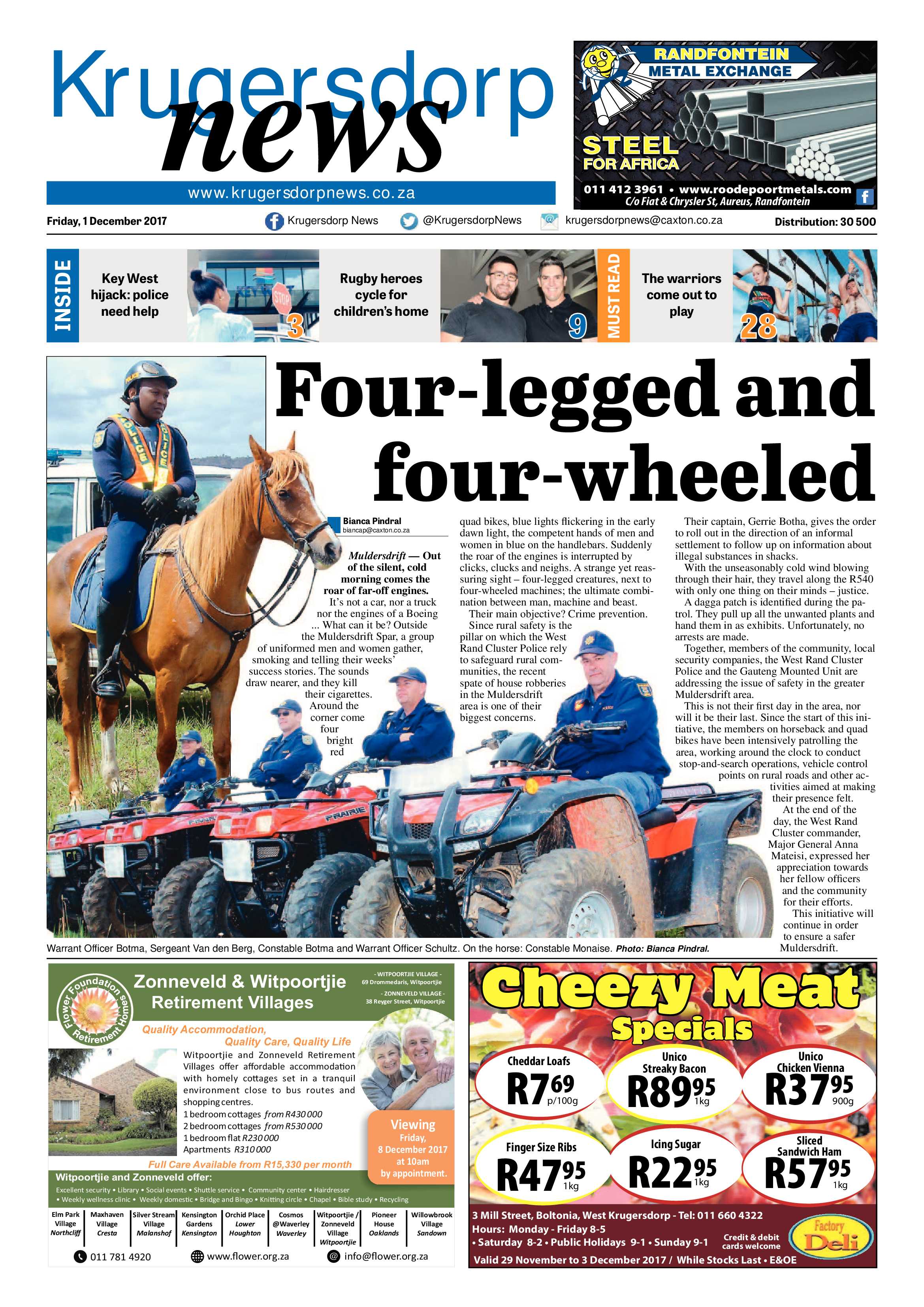 Krugersdorp News 1 December 2017 page 1