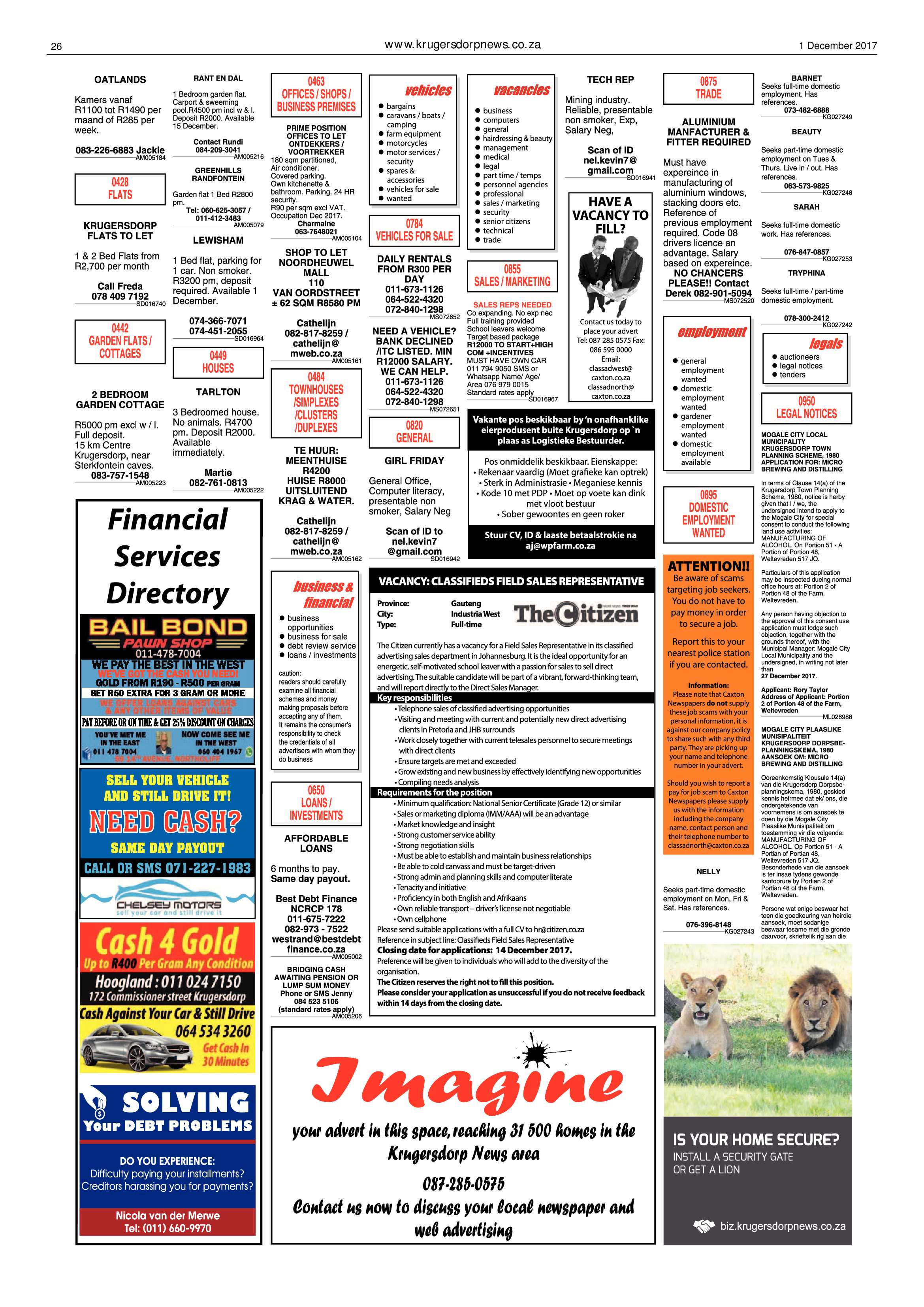 Krugersdorp News 1 December 2017 page 26