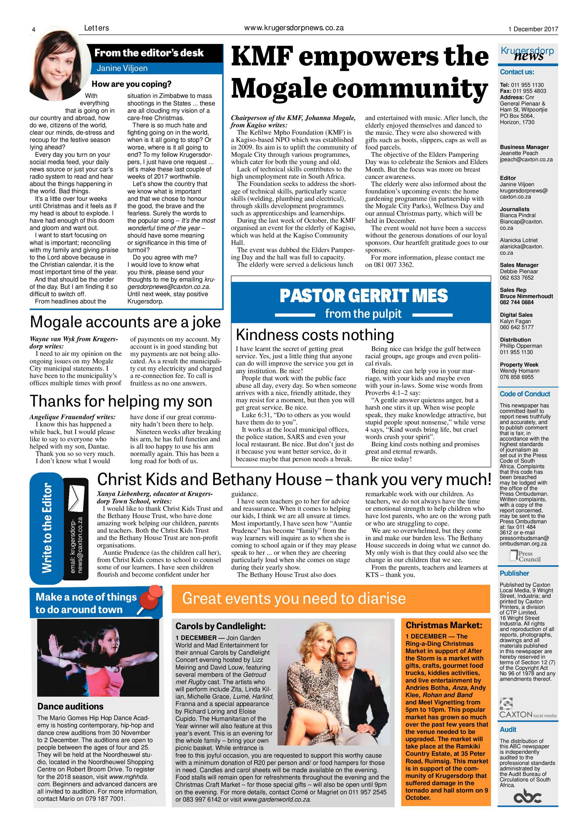 Krugersdorp News 1 December 2017 page 4