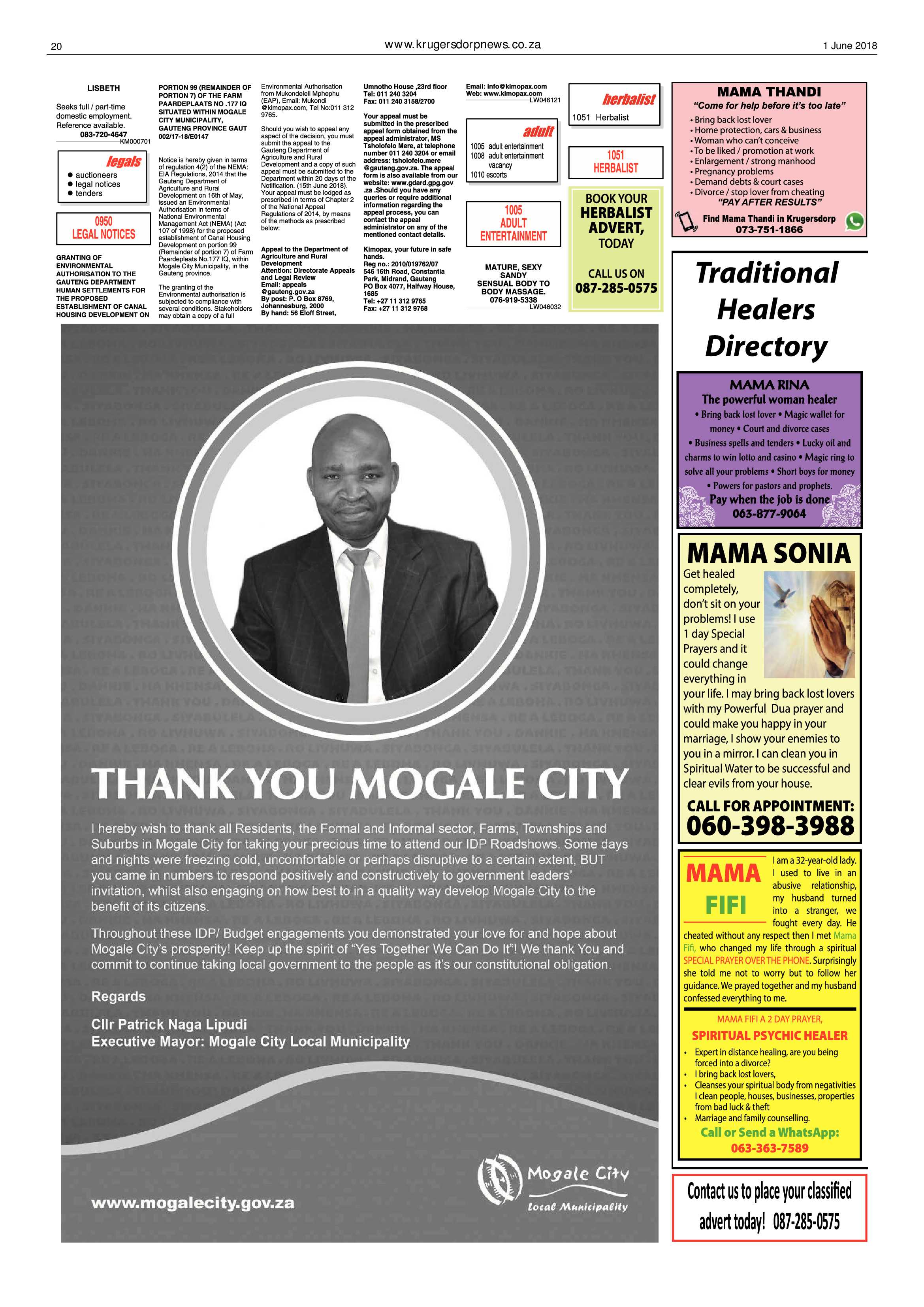 Krugersdorp News 1 June 2018 page 20