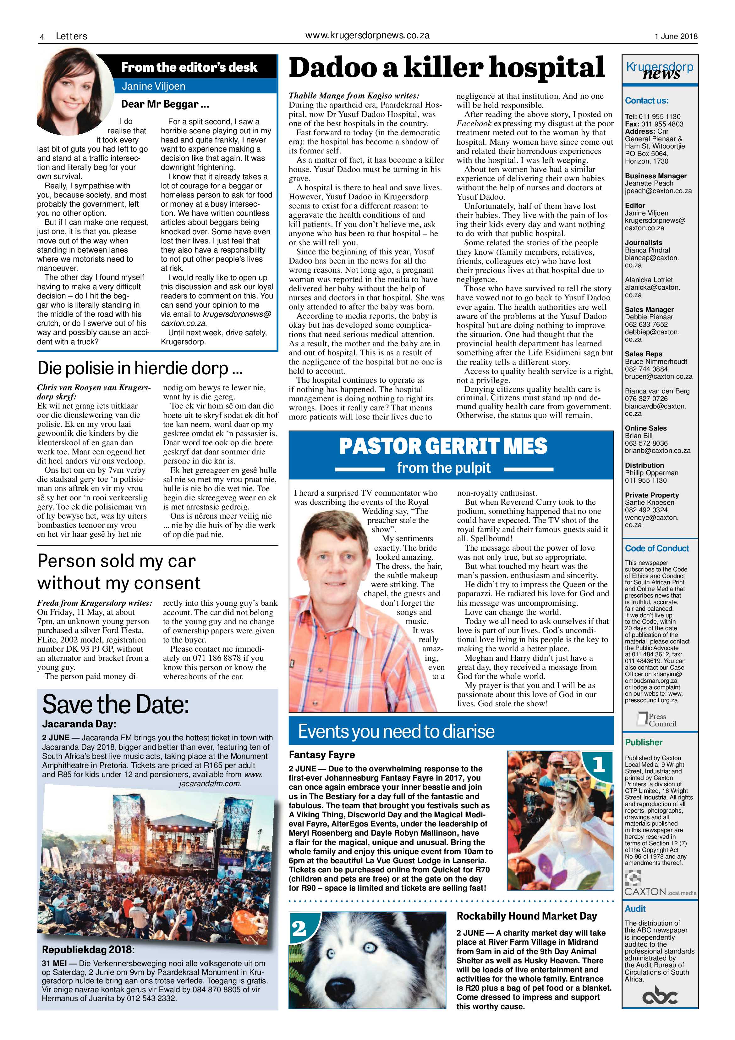 Krugersdorp News 1 June 2018 page 4