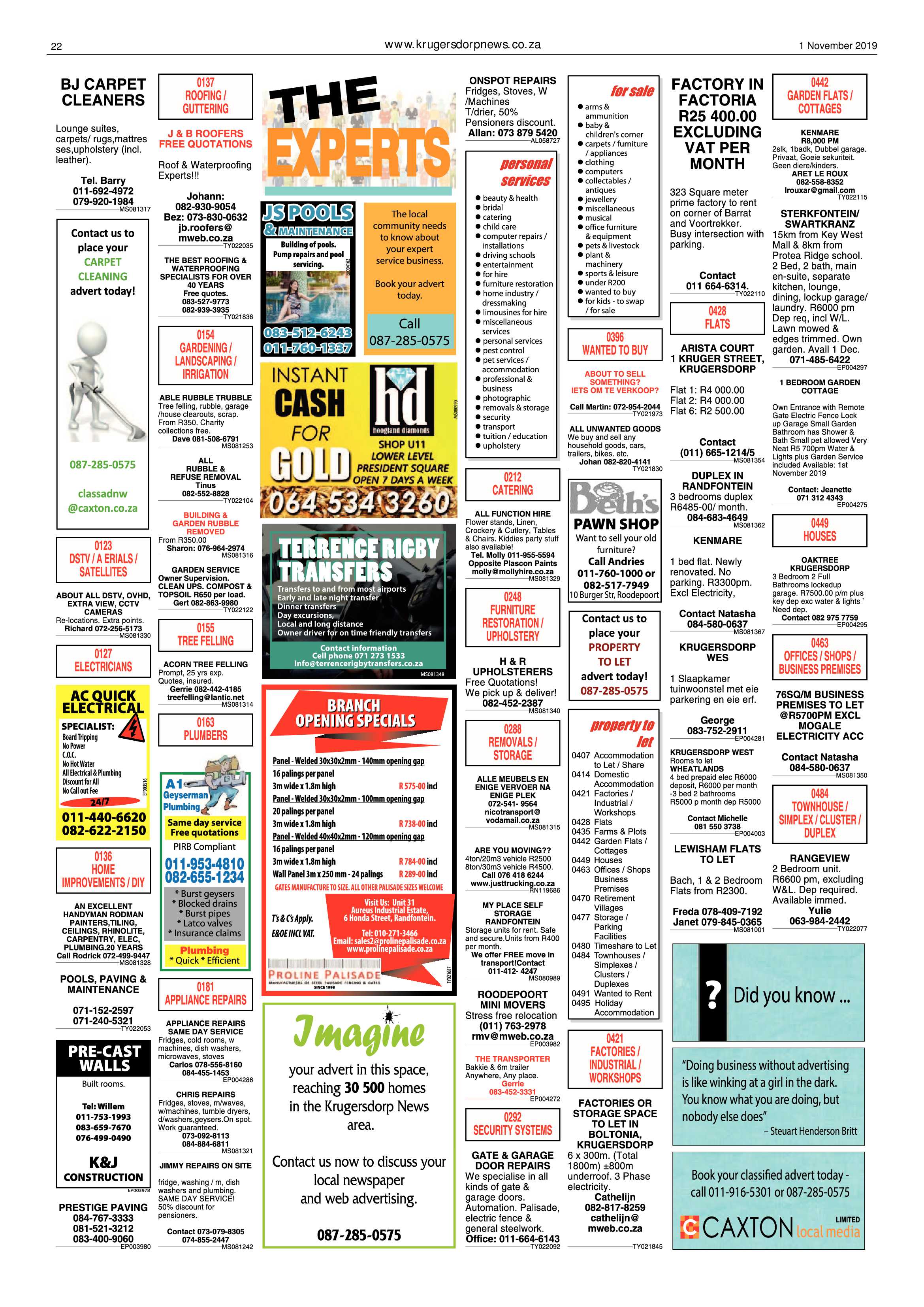 Krugersdorp News 1 November 2019 page 22