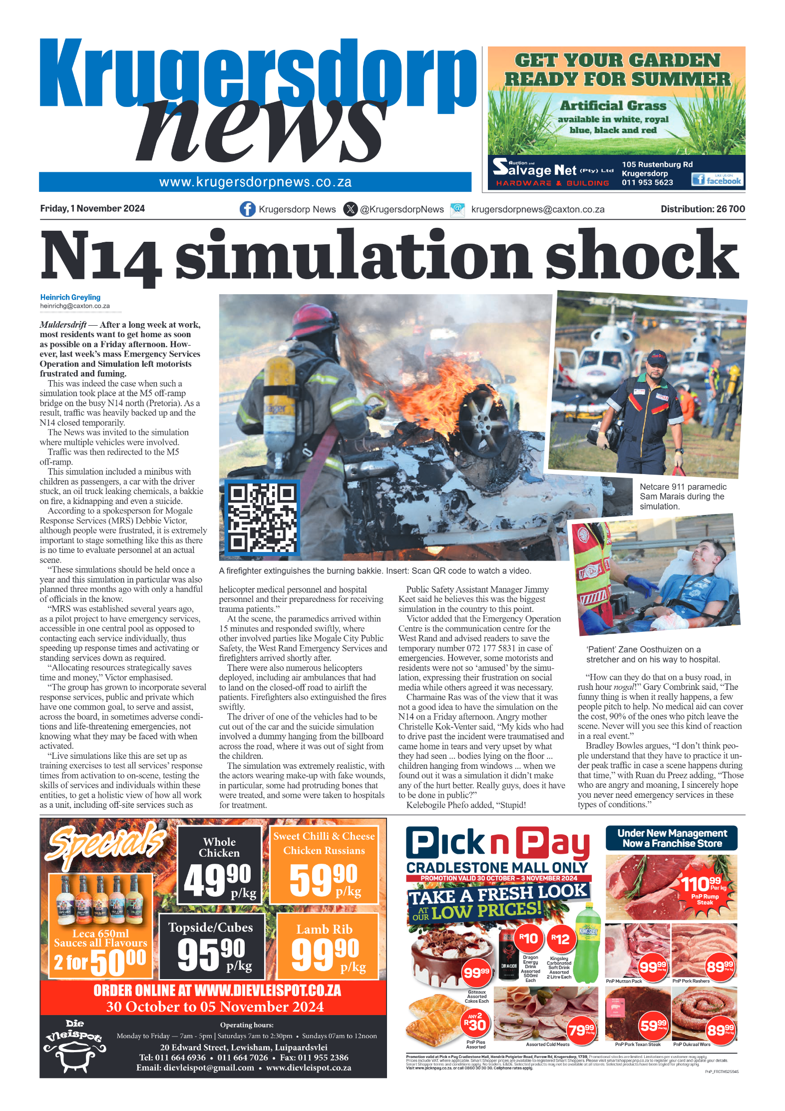 Krugersdorp News 1 November 2024 page 1