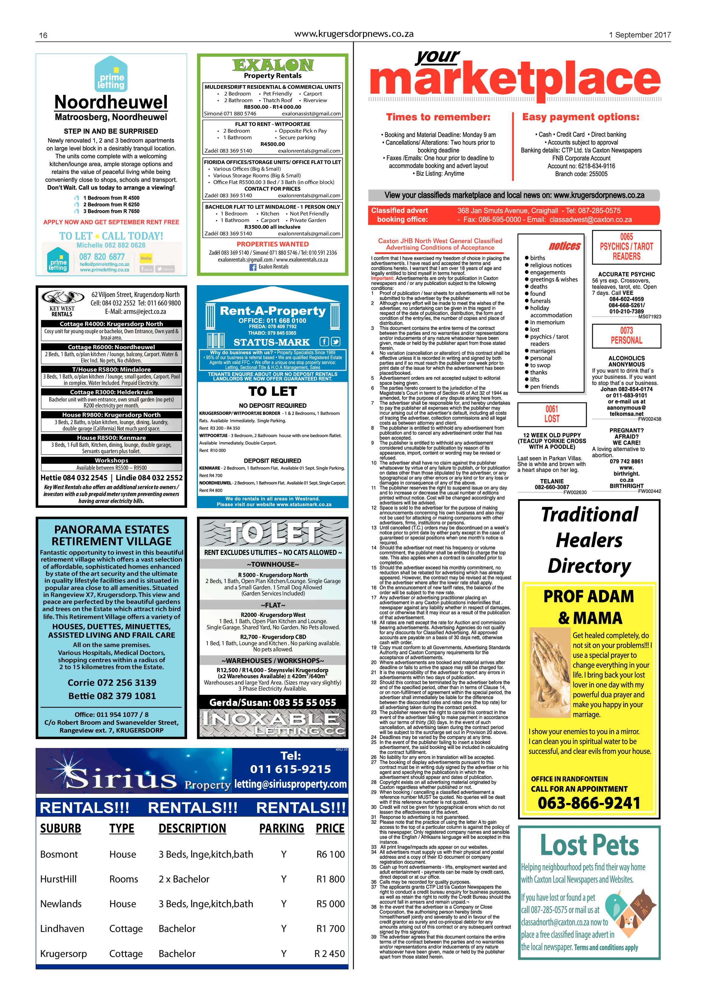 Krugersdorp News 1 September 2017 page 16