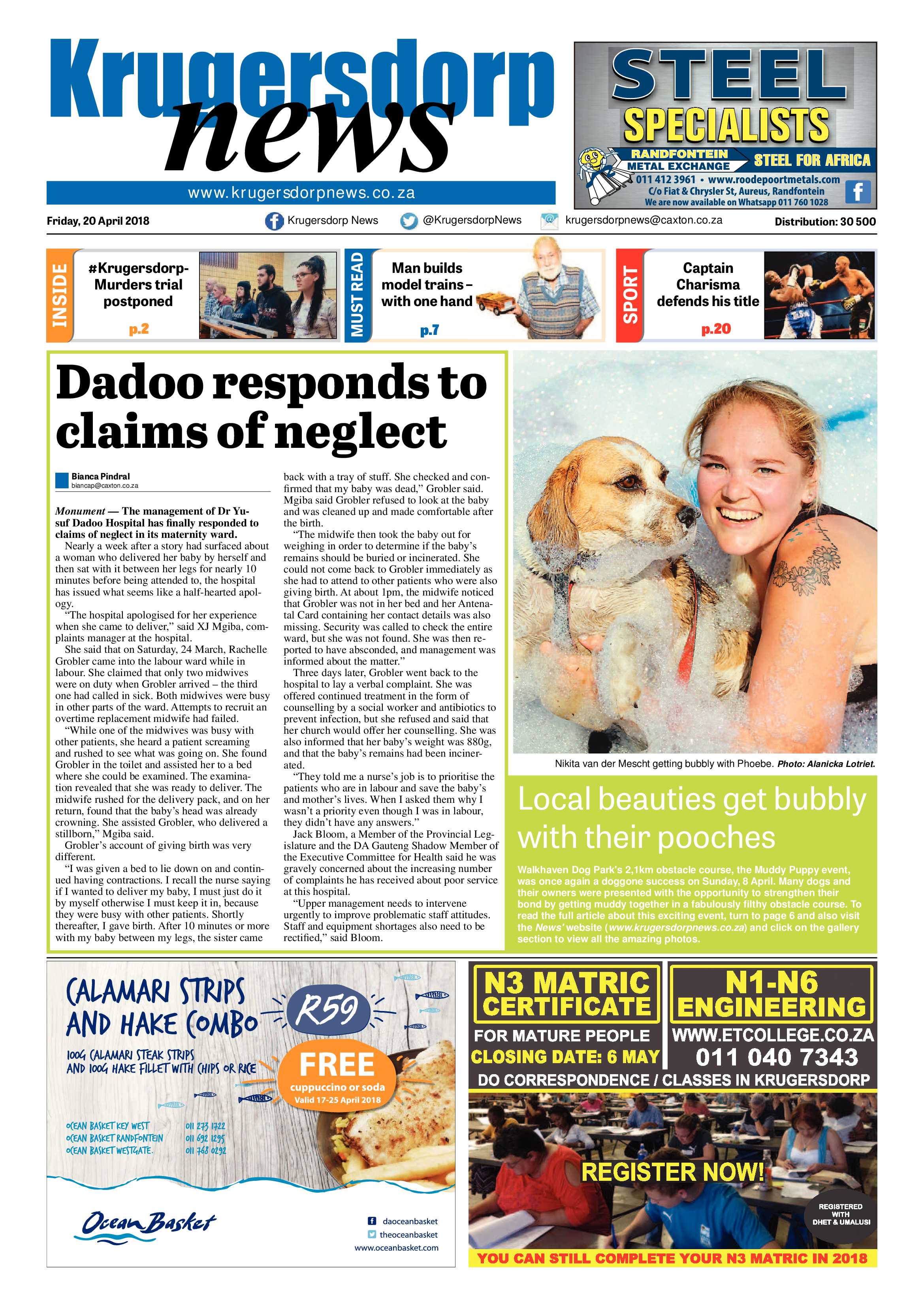 Krugersdorp News 20 April 2018 page 1