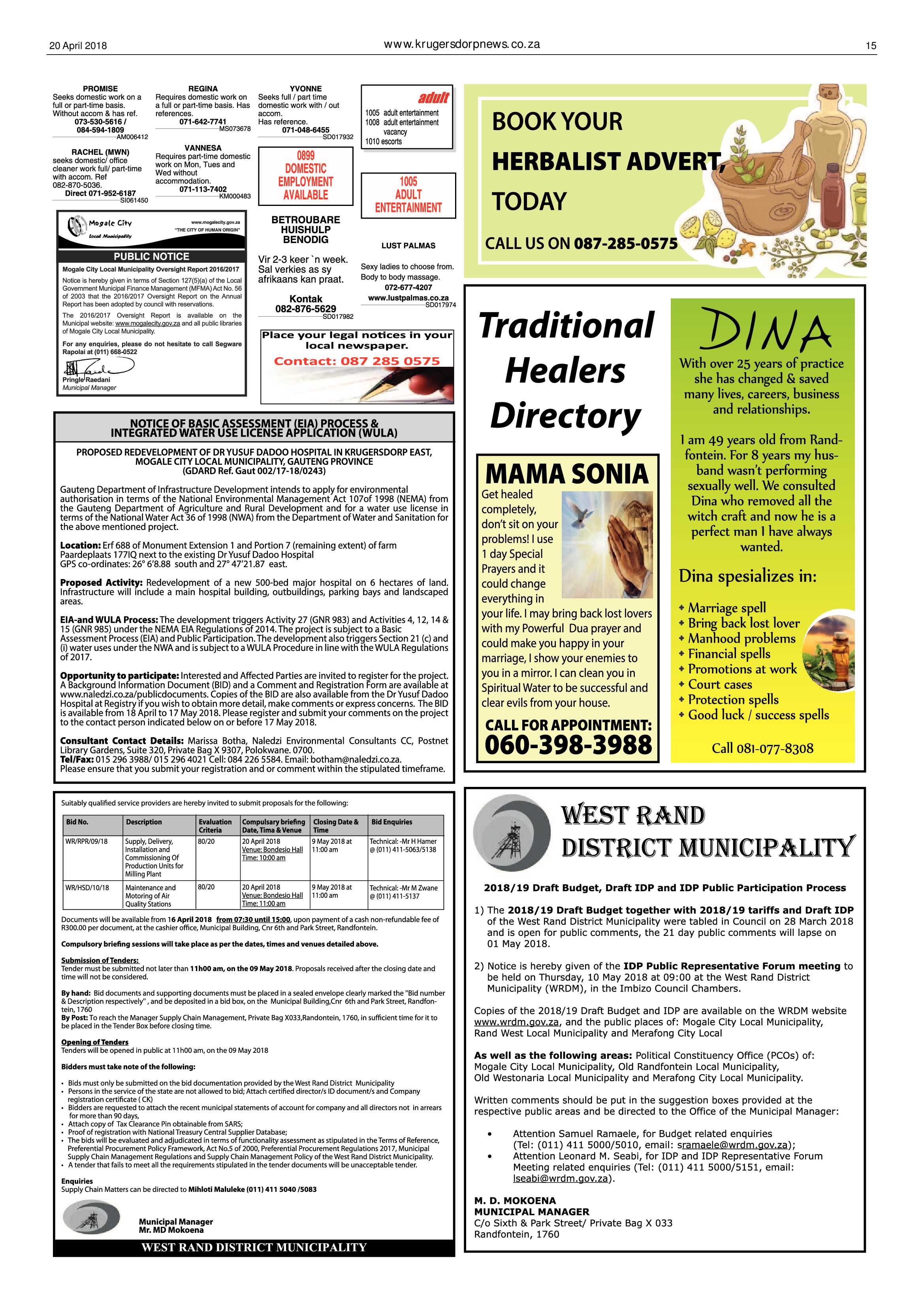 Krugersdorp News 20 April 2018 page 15