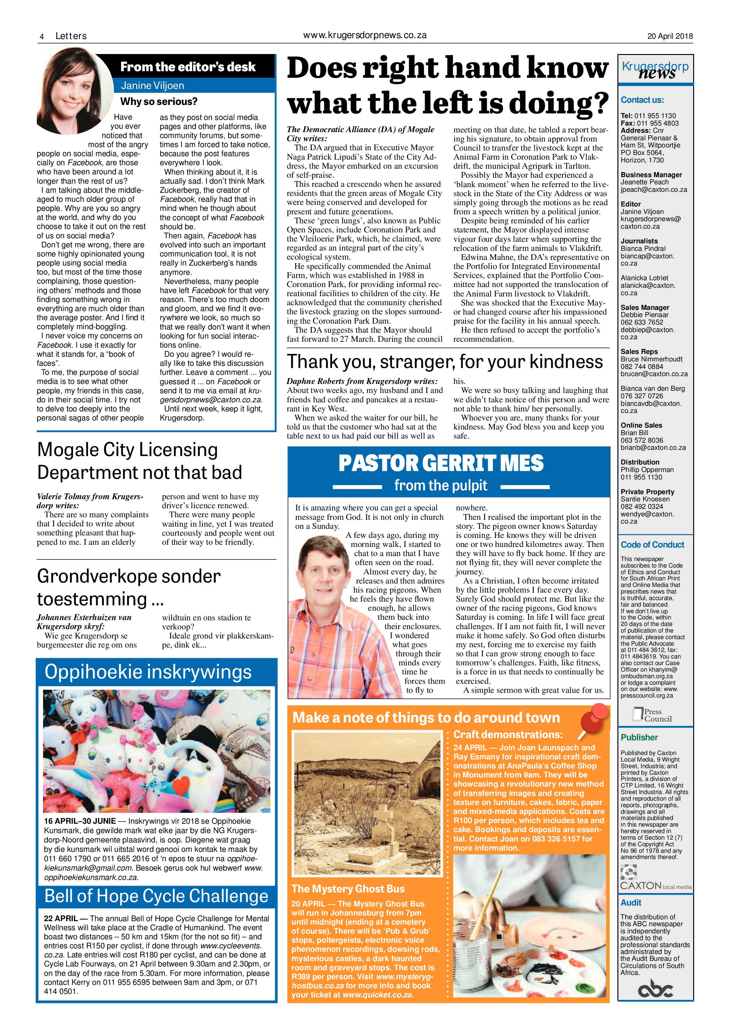 Krugersdorp News 20 April 2018 page 4