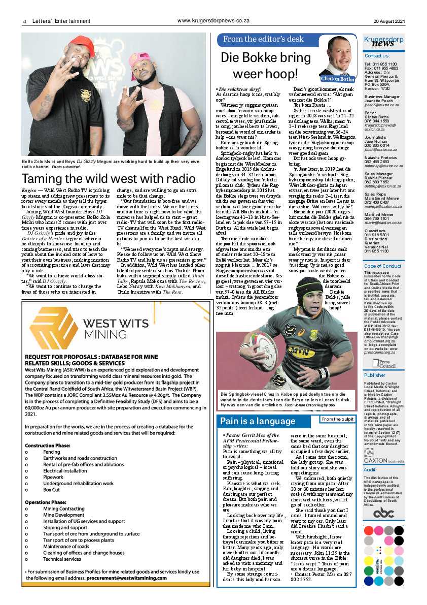 Krugersdorp News 20 August 2021 page 4
