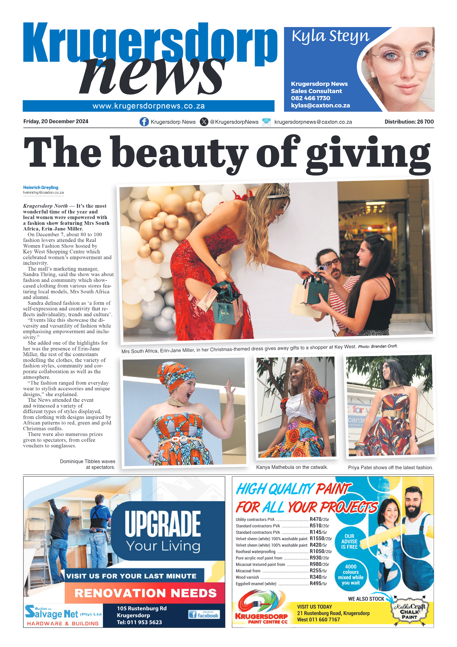 Krugersdorp News 20 December 2024 page 1