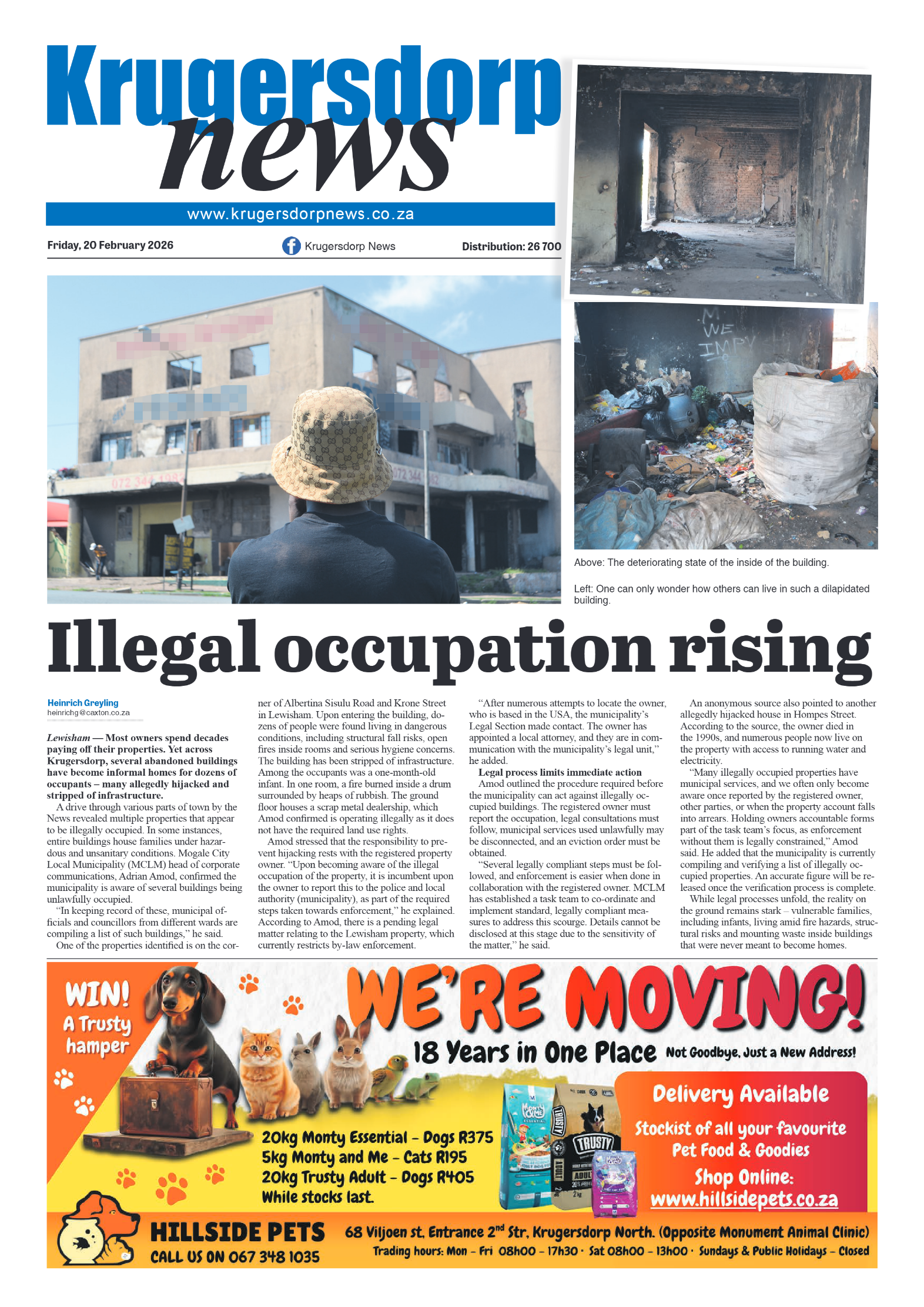 Krugersdorp News 20 February 2026 page 1