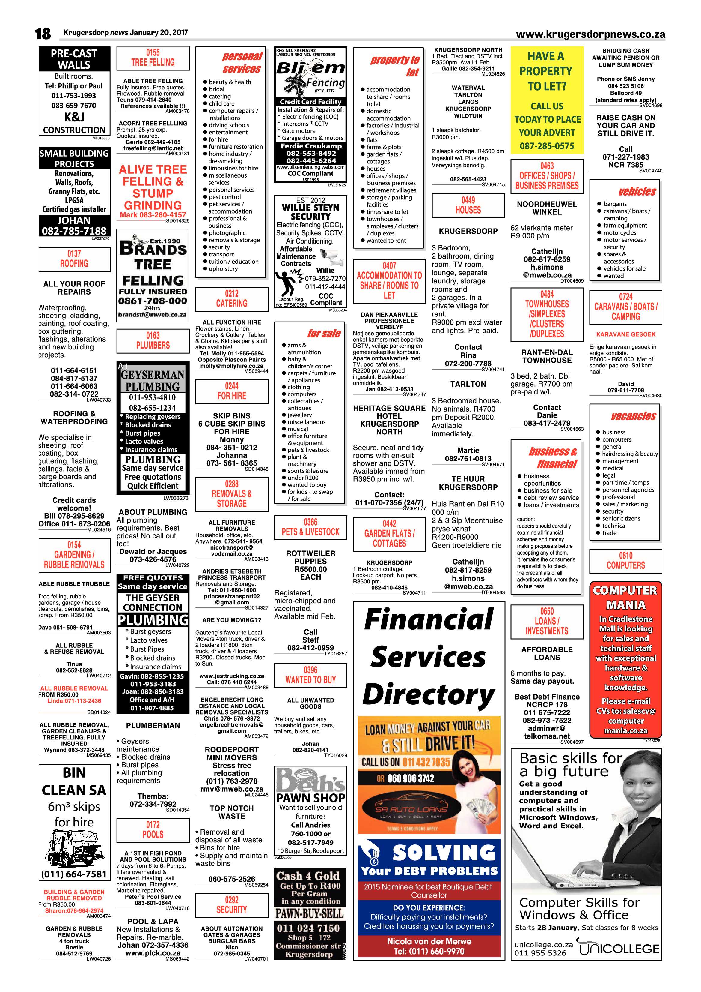 Krugersdorp News 20 January 2017 page 18