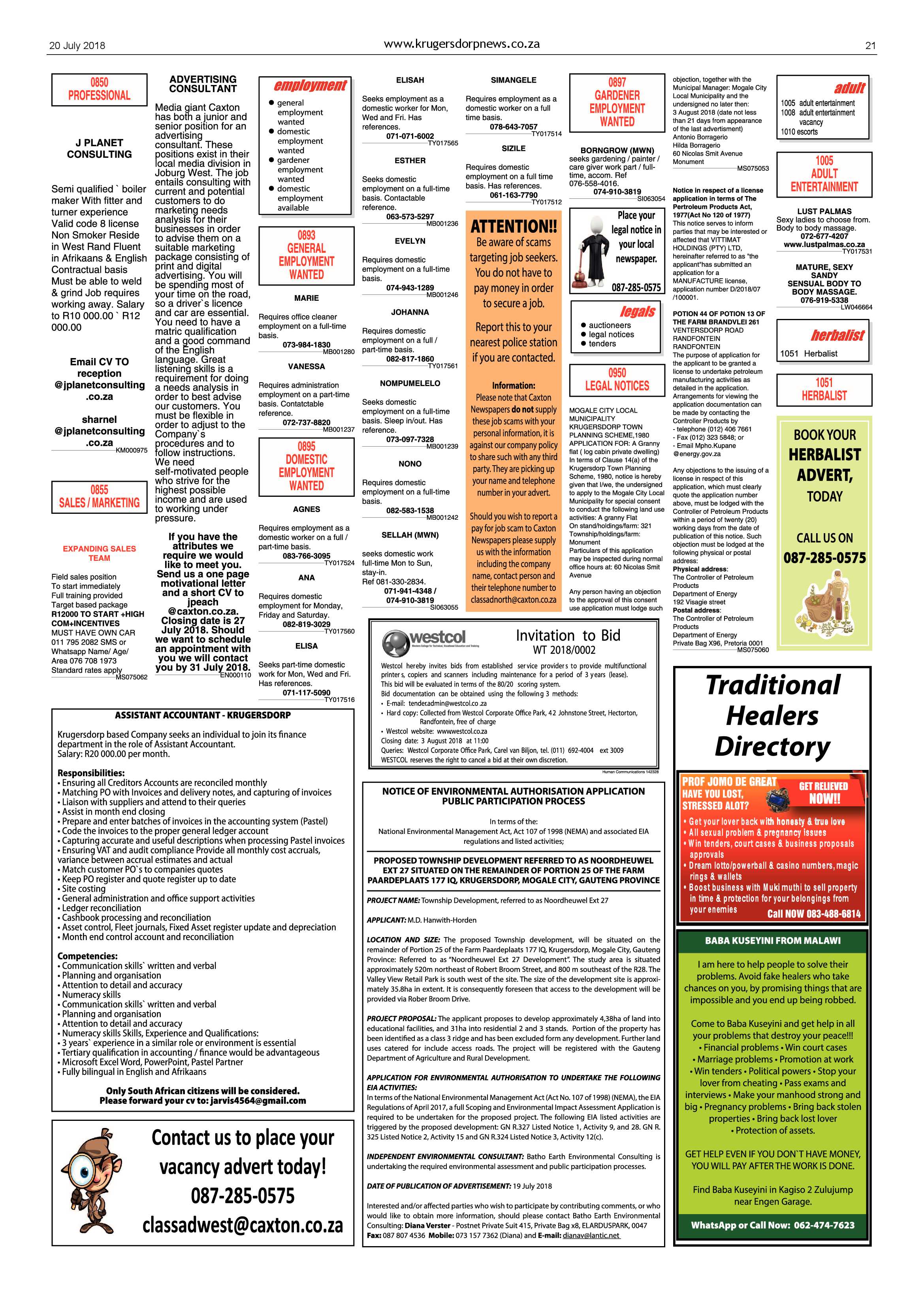 Krugersdorp News 20 July 2018 page 21