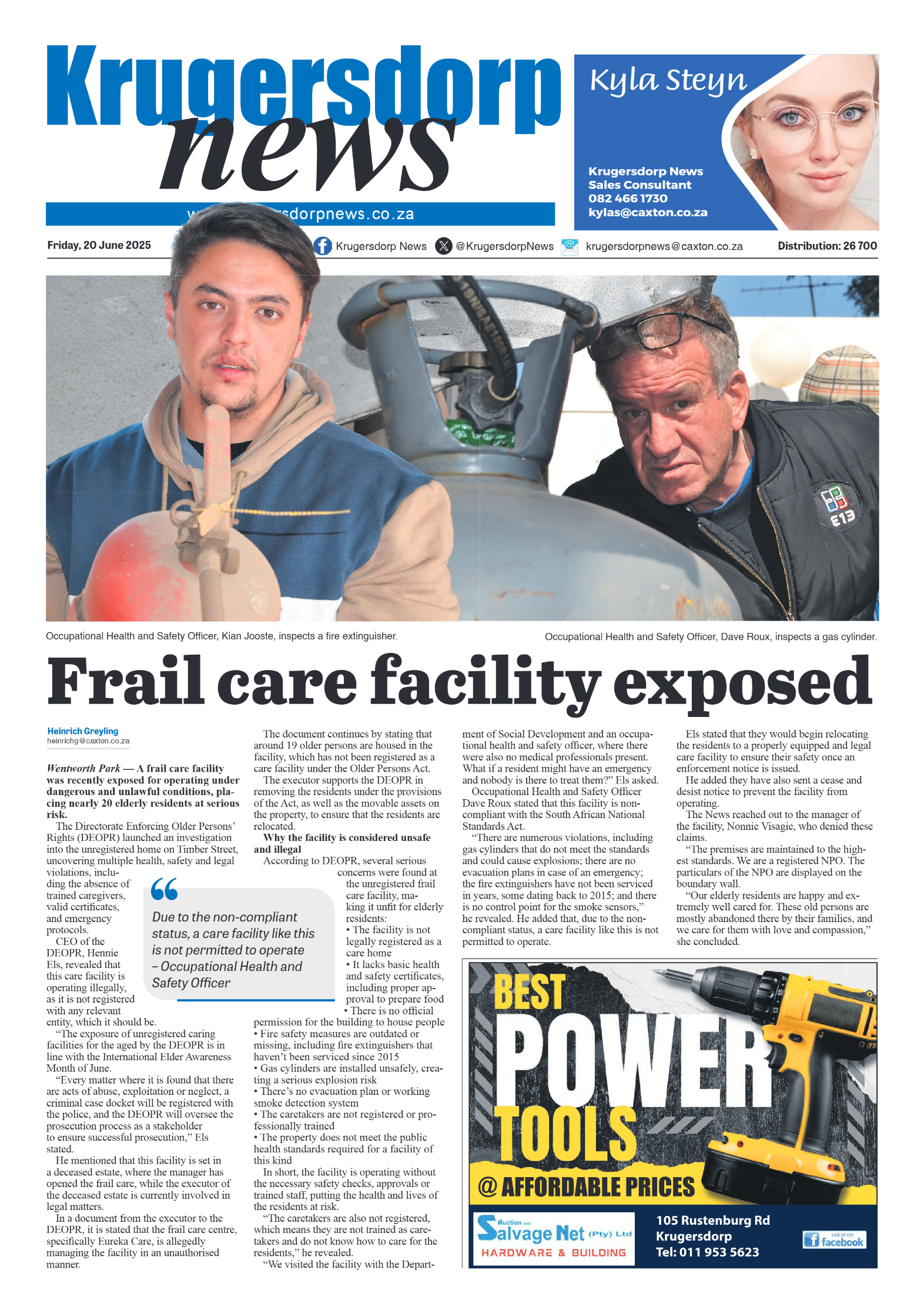 Krugersdorp News 20 June 2025 page 1