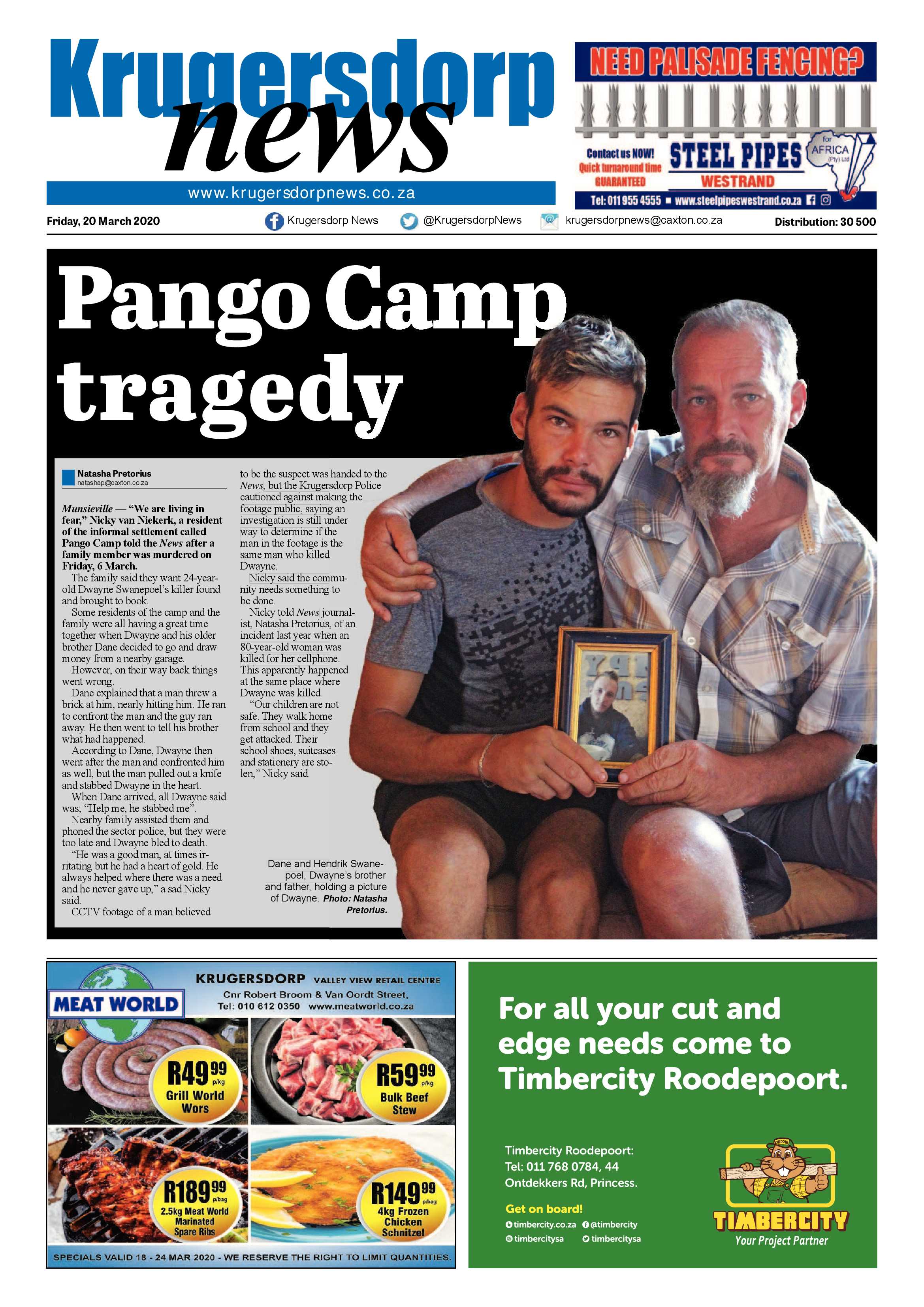 Krugersdorp News 20 March 2020 page 1