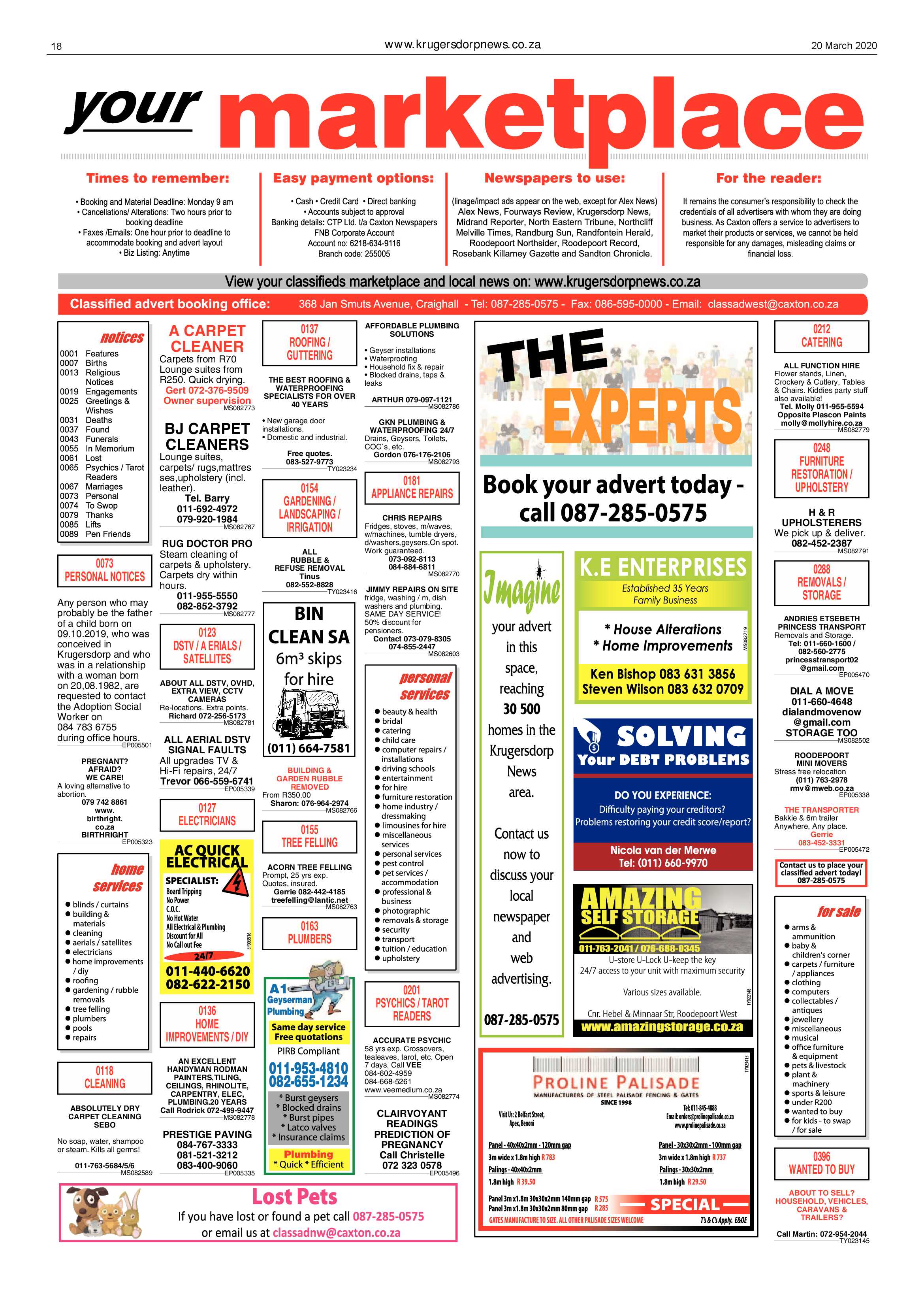Krugersdorp News 20 March 2020 page 18