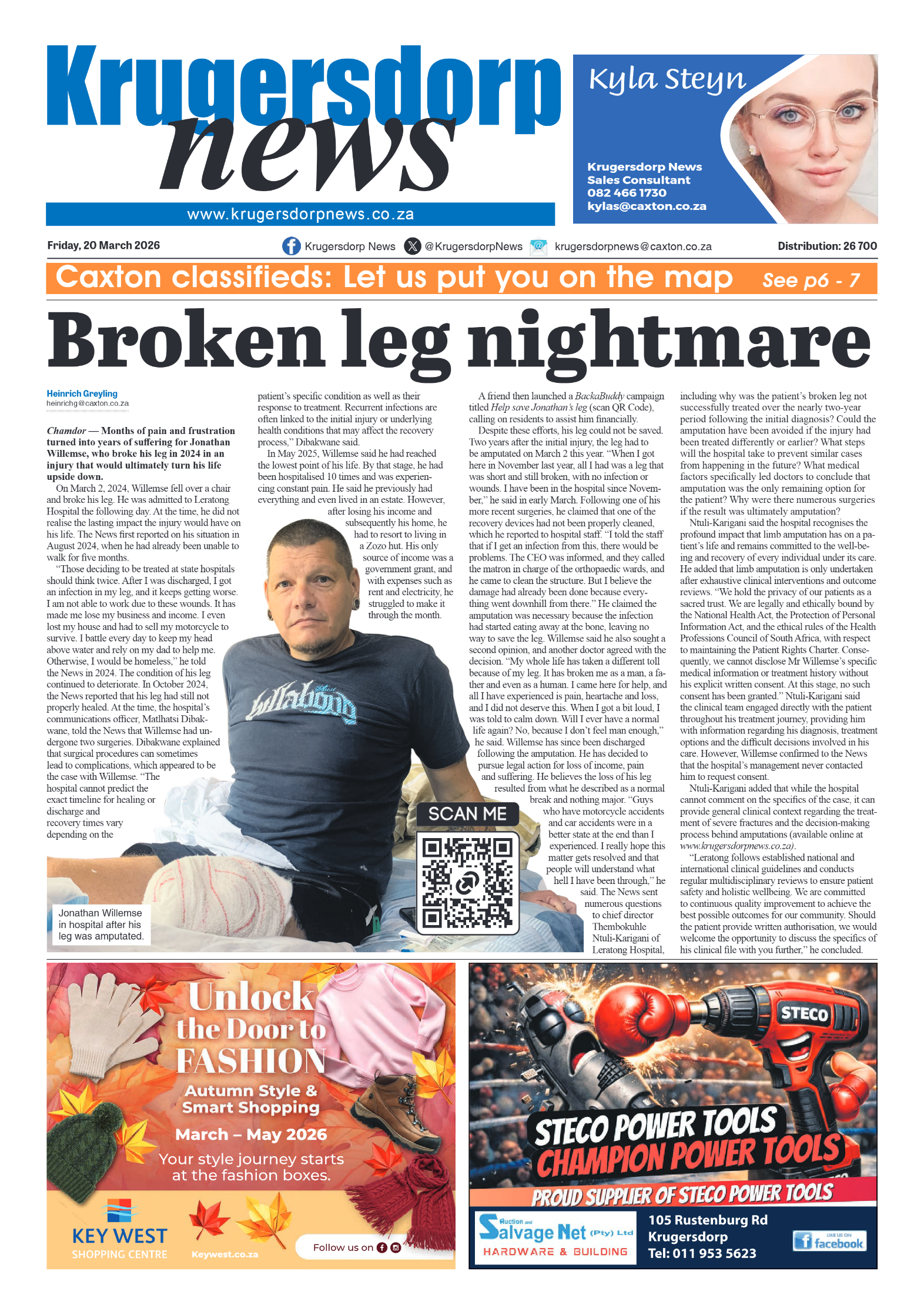 Krugersdorp News 20 March 2026 page 1