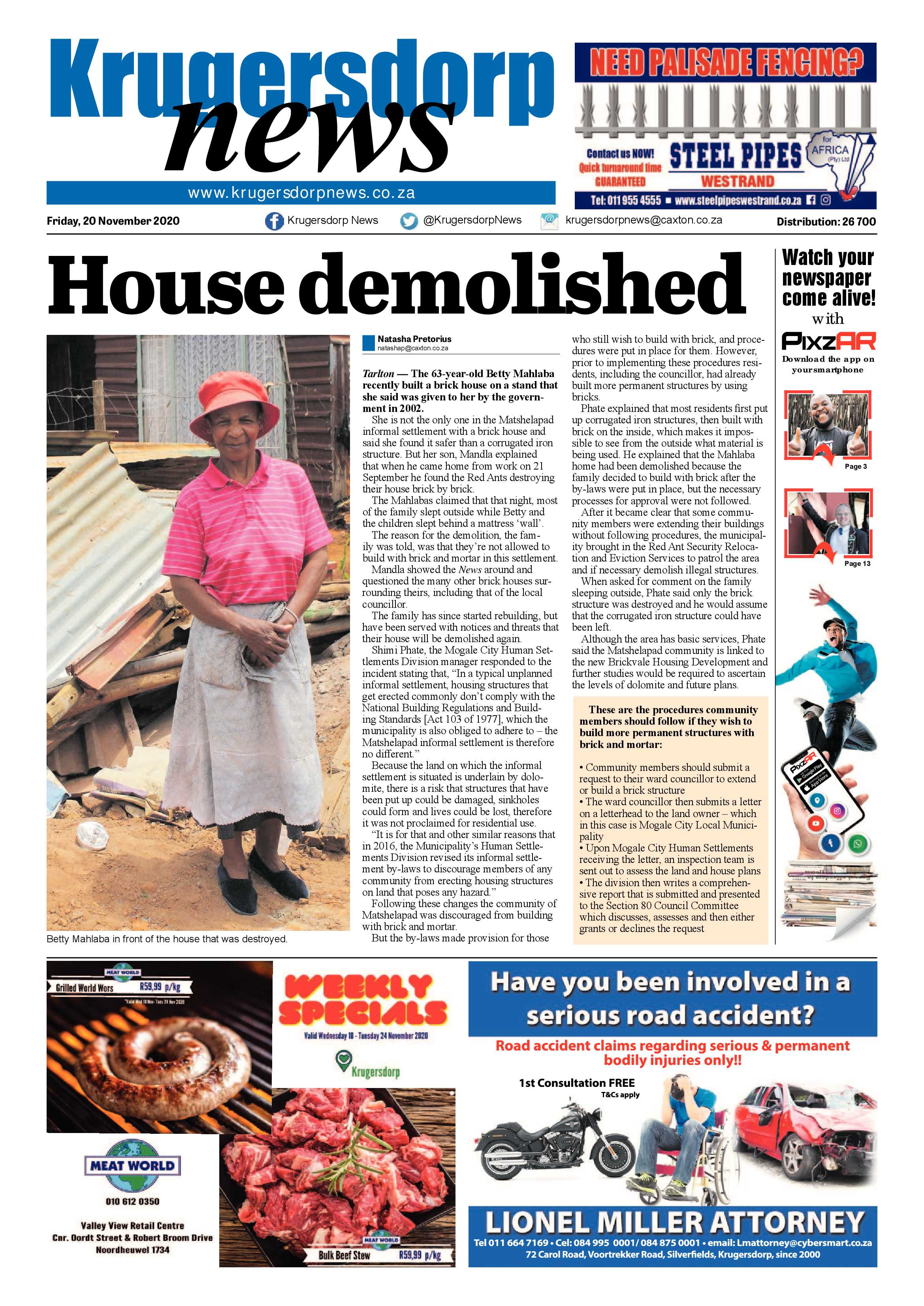 Krugersdorp News 20 November 2020 page 1