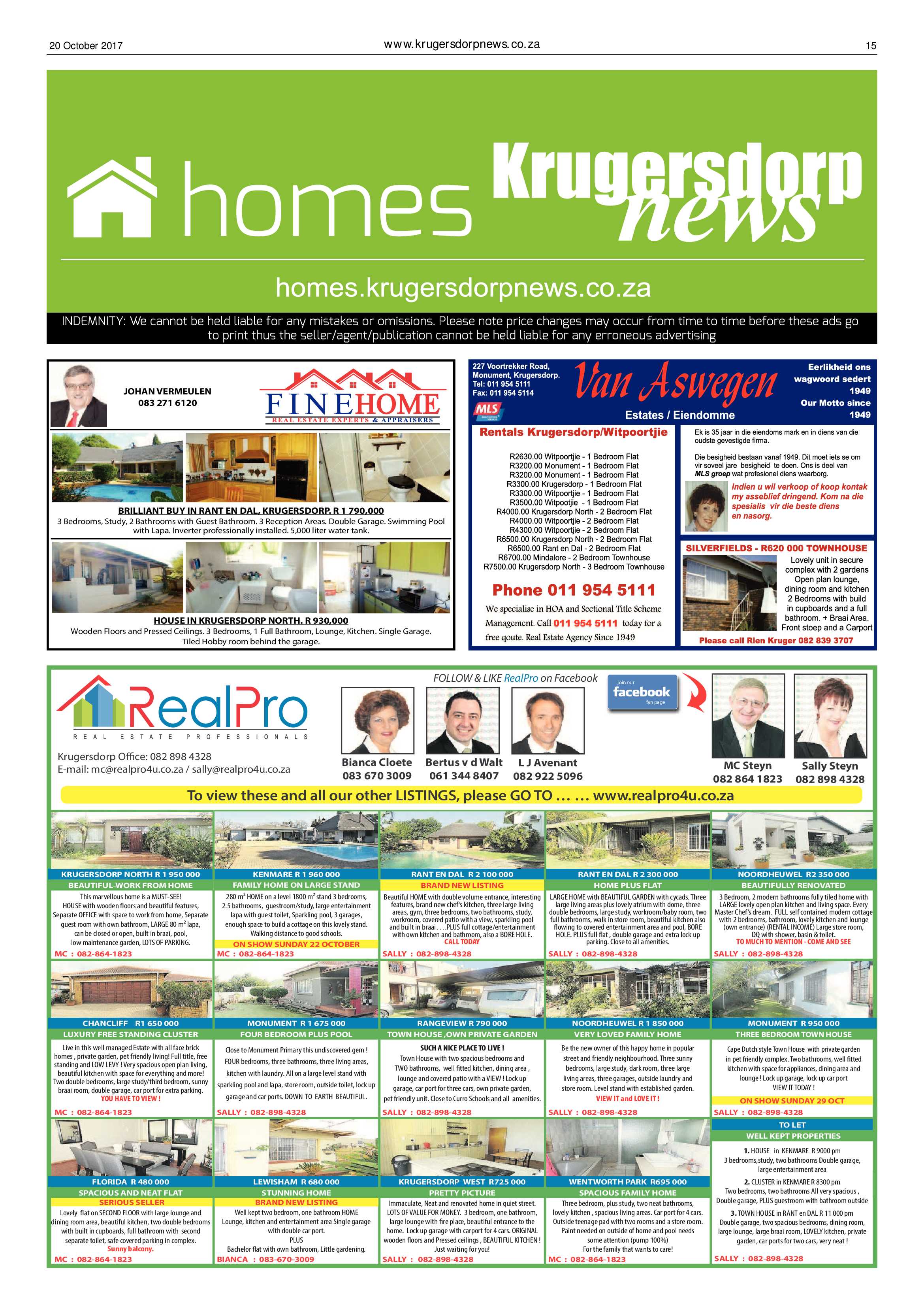 Krugersdorp News 20 October 2017 page 15