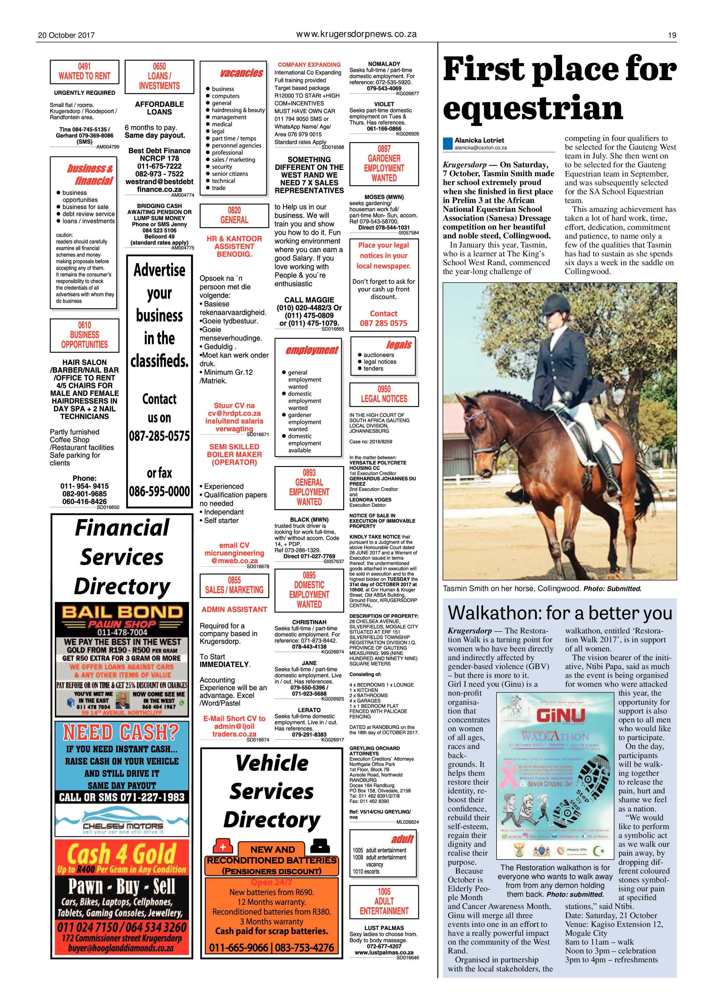 Krugersdorp News 20 October 2017 page 19