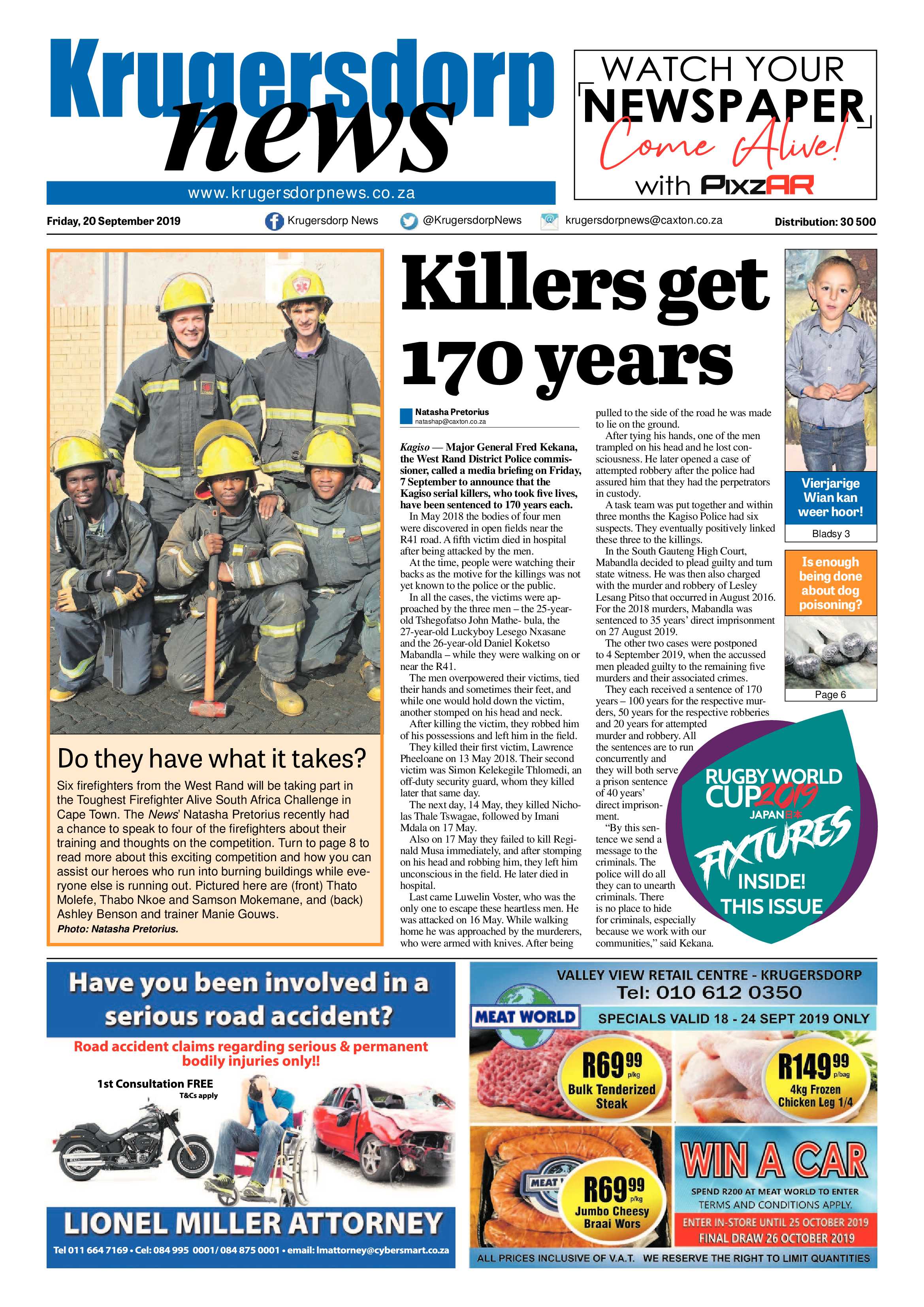 Krugersdorp News 20 September 219 page 1