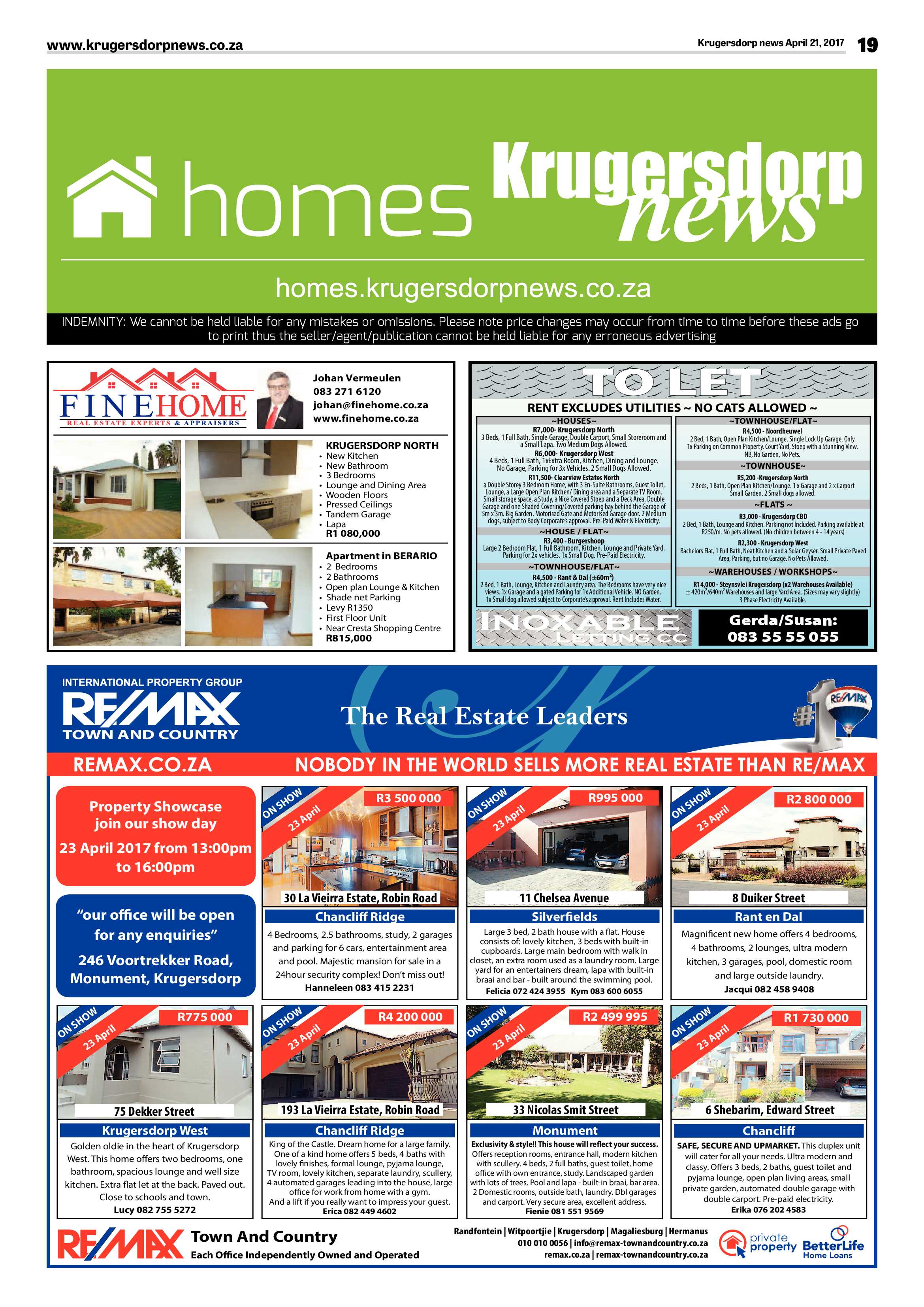 Krugersdorp News 21 April 2017 page 19