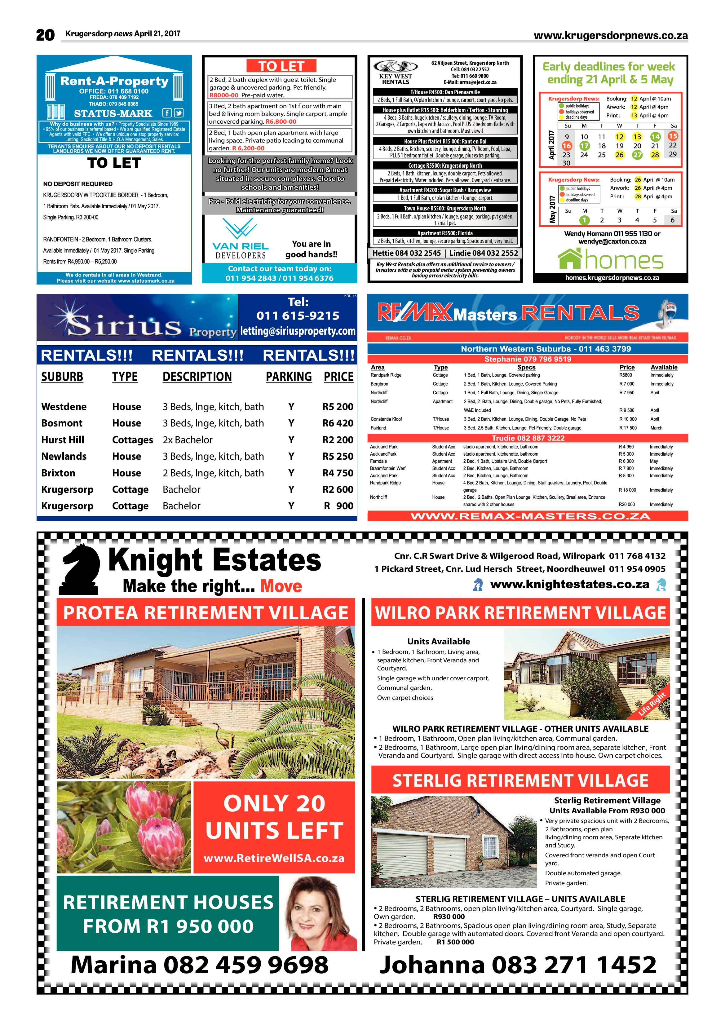 Krugersdorp News 21 April 2017 page 20