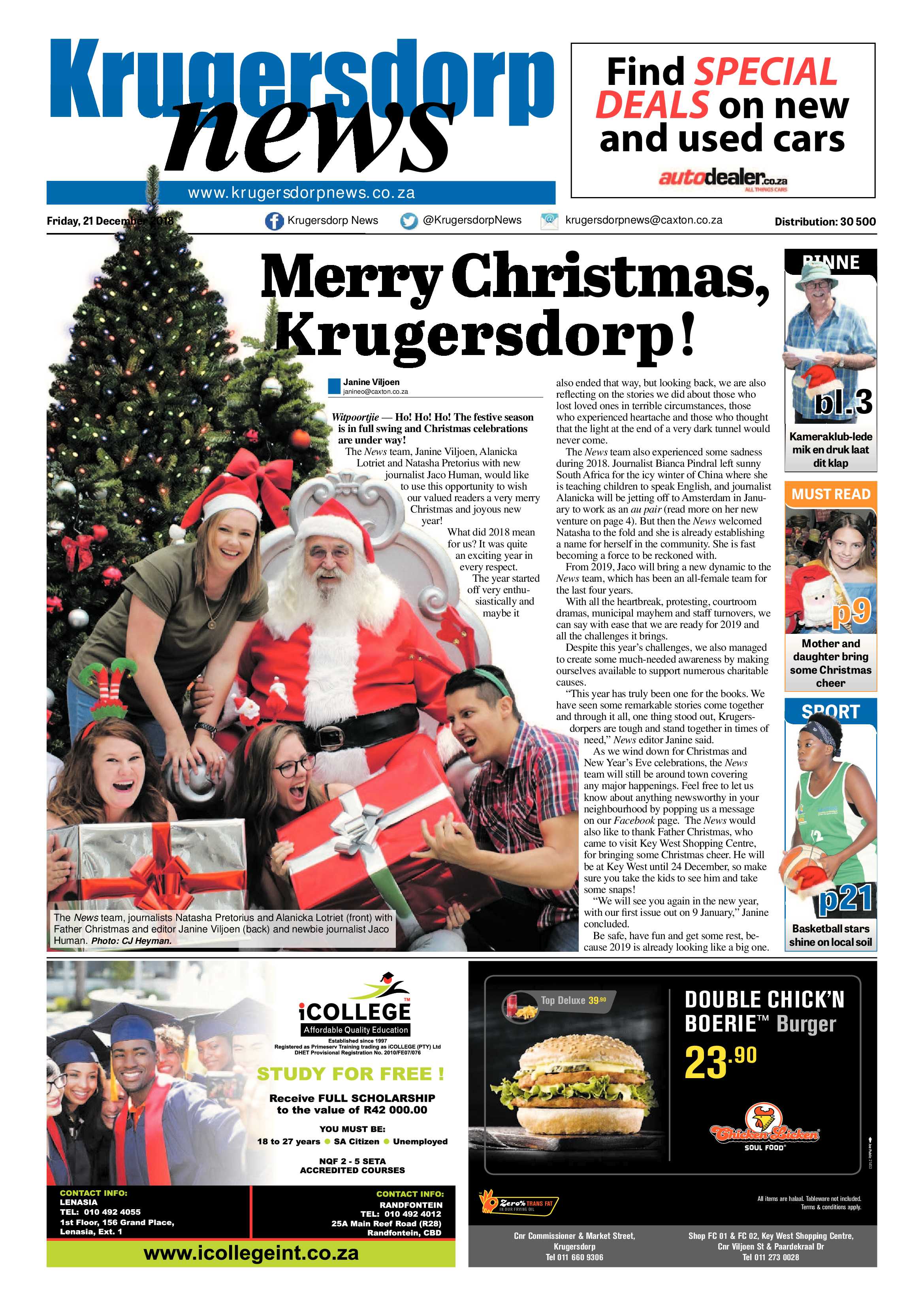 Krugersdorp News 21 December 2018 page 1