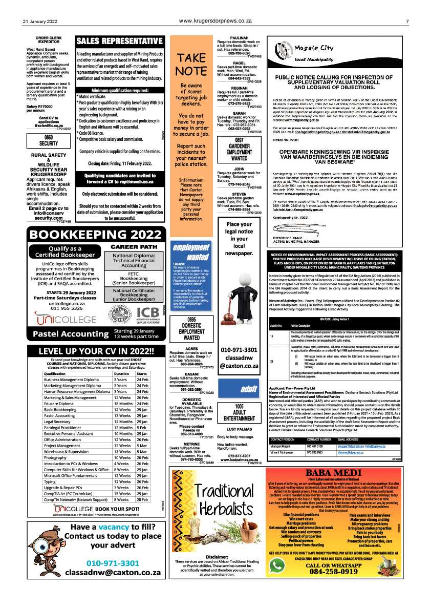 Krugersdorp News 21 January 2022 page 7