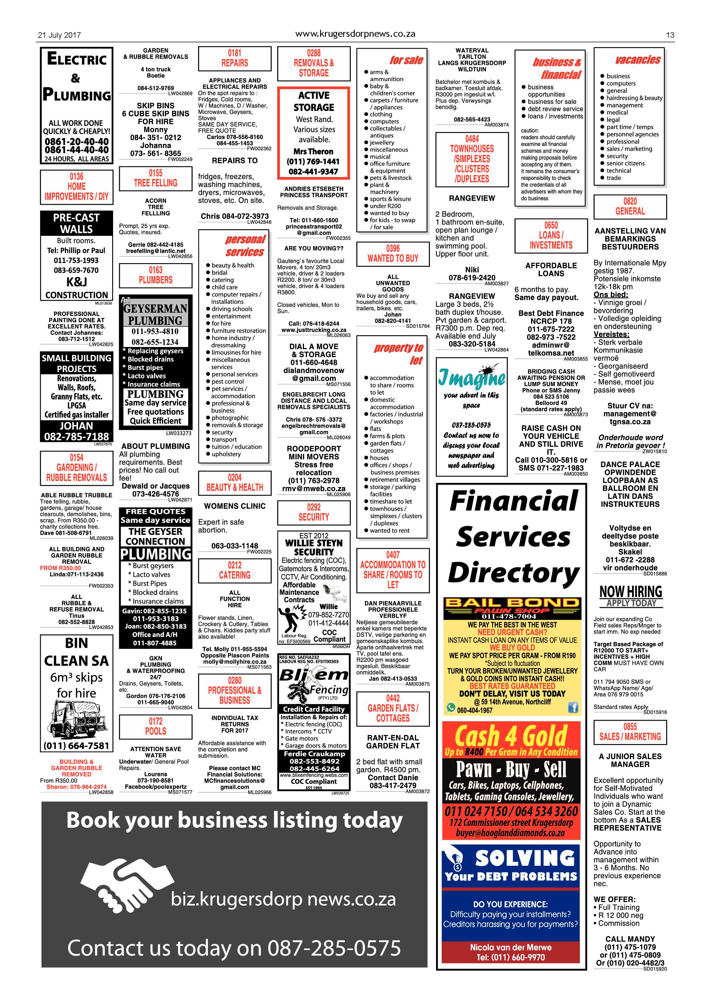 Krugersdorp News 21 July 2017 page 13