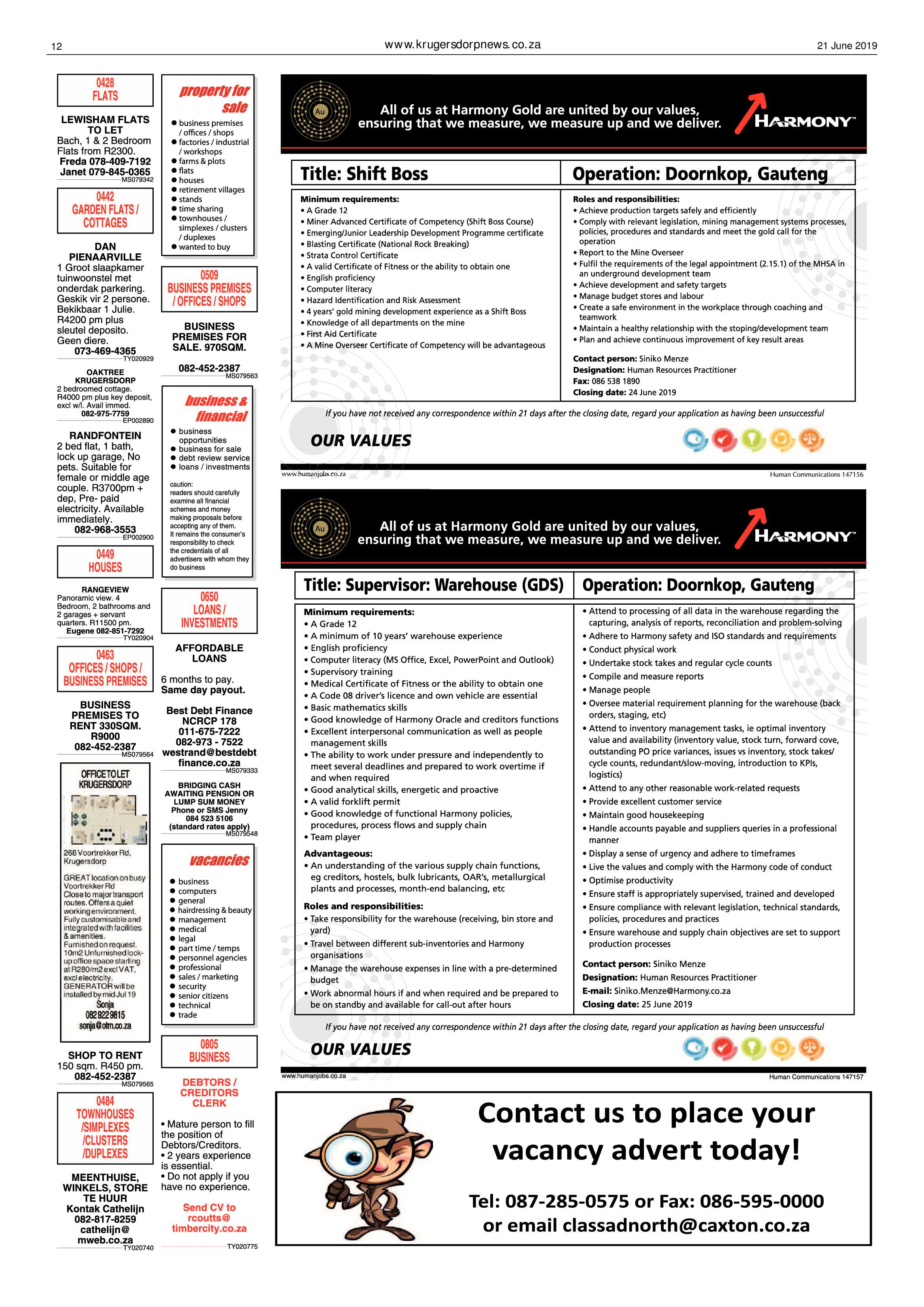 Krugersdorp News 21 June 2019 page 12