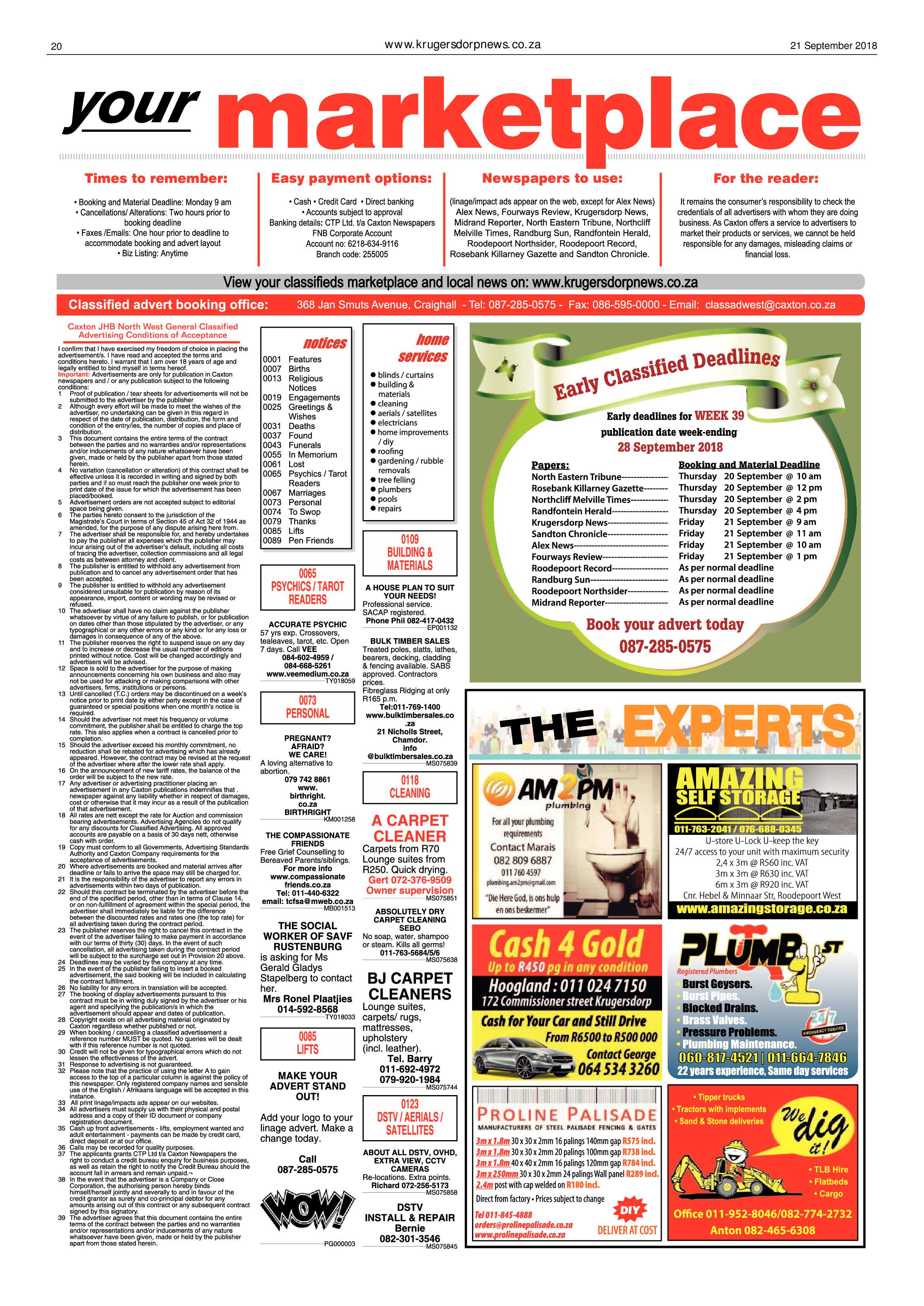 Krugersdorp News 21 September 2018 page 20