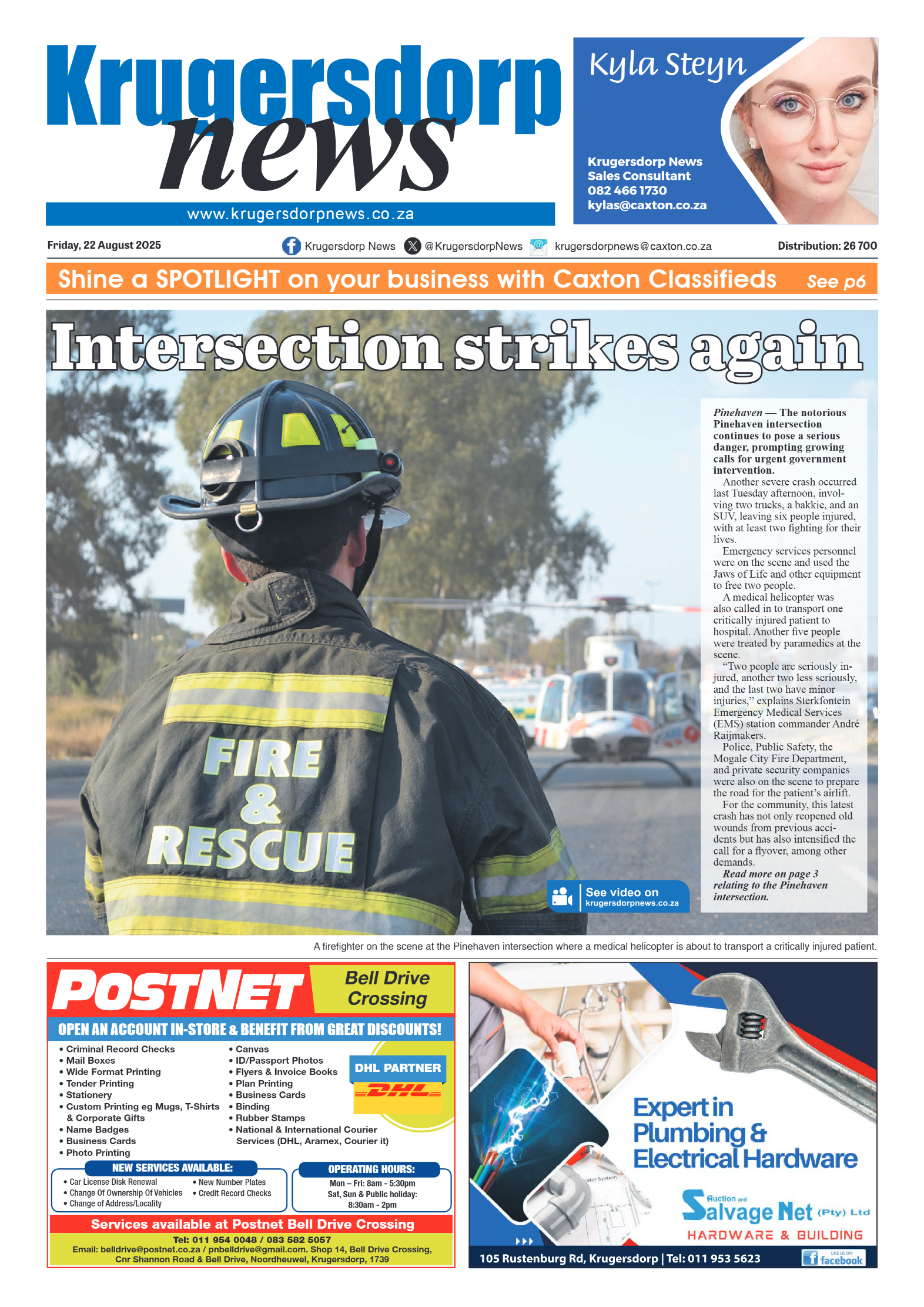 Krugersdorp News 22 August 2025 page 1