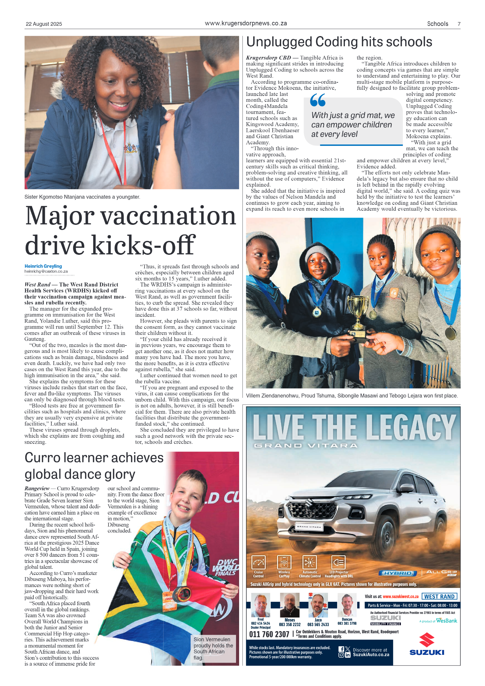 Krugersdorp News 22 August 2025 page 7