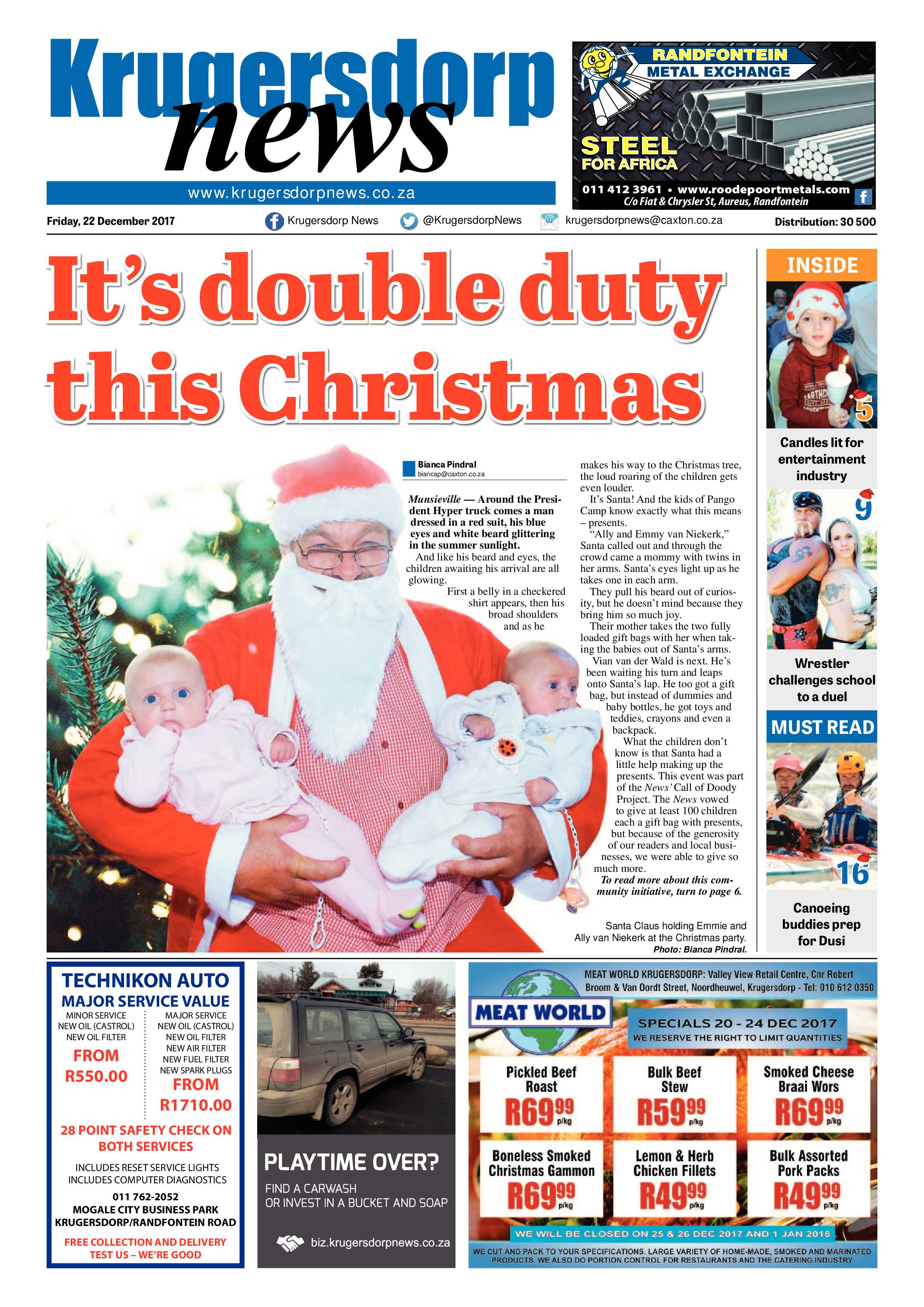 Krugersdorp News 22 December 2017 page 1