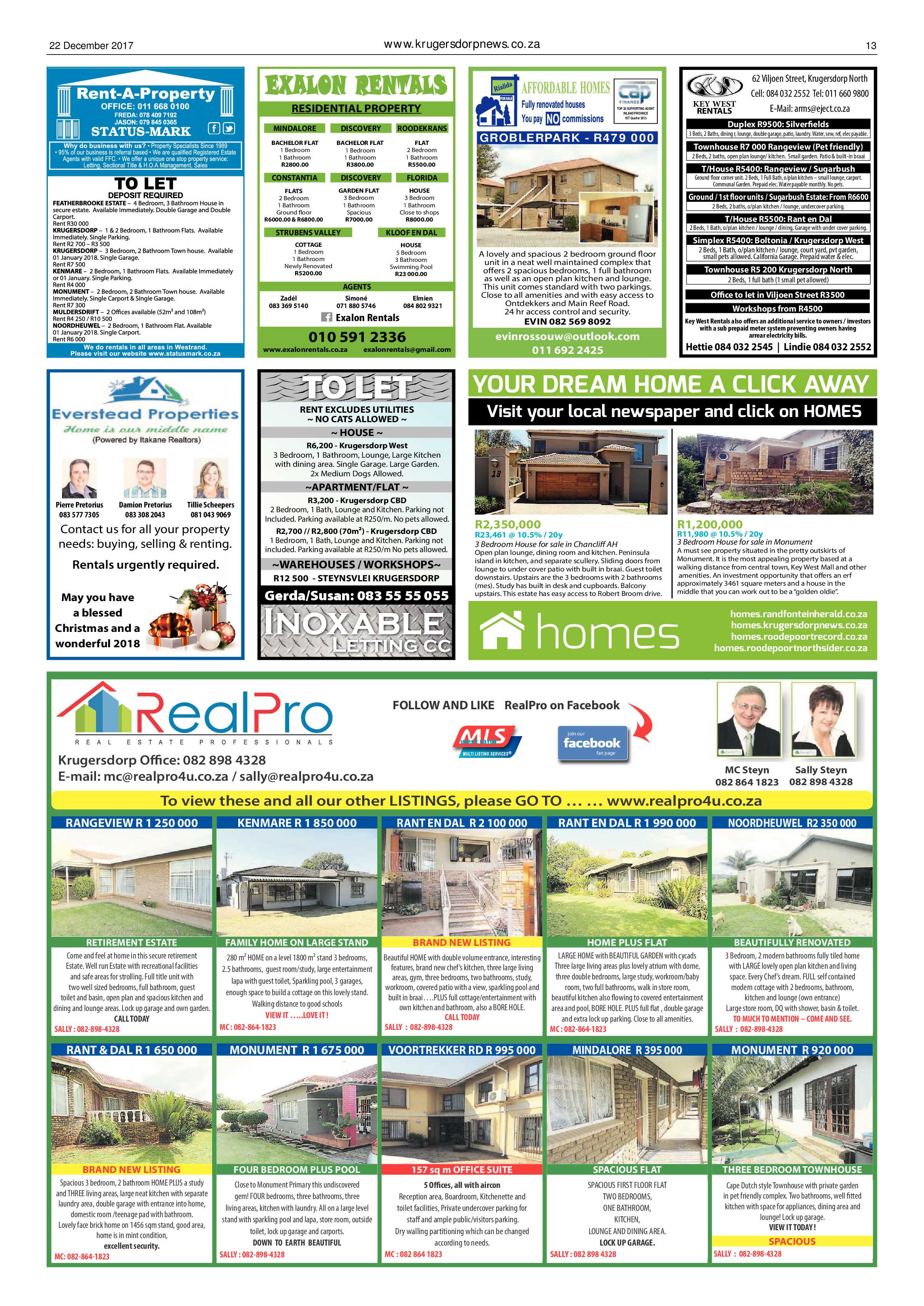 Krugersdorp News 22 December 2017 page 13