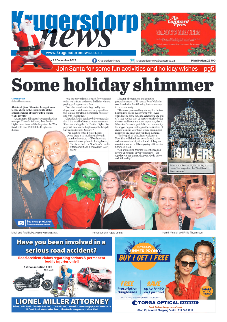 Krugersdorp News 22 December 2023 page 1