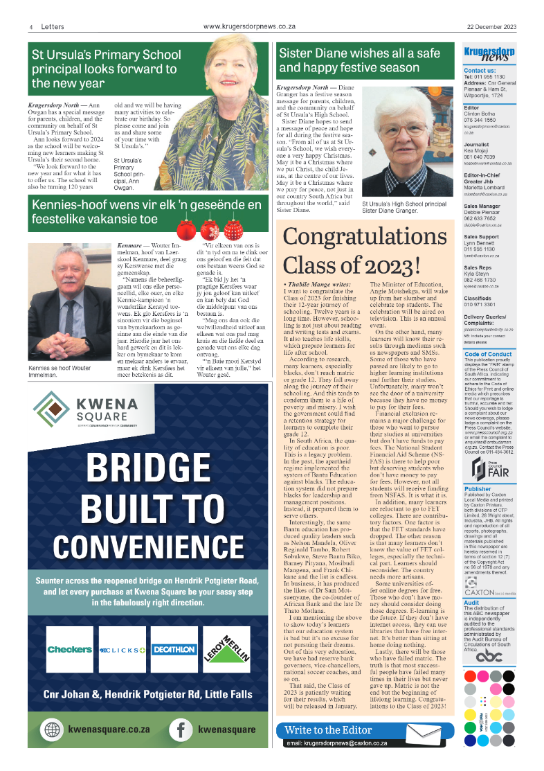 Krugersdorp News 22 December 2023 page 4