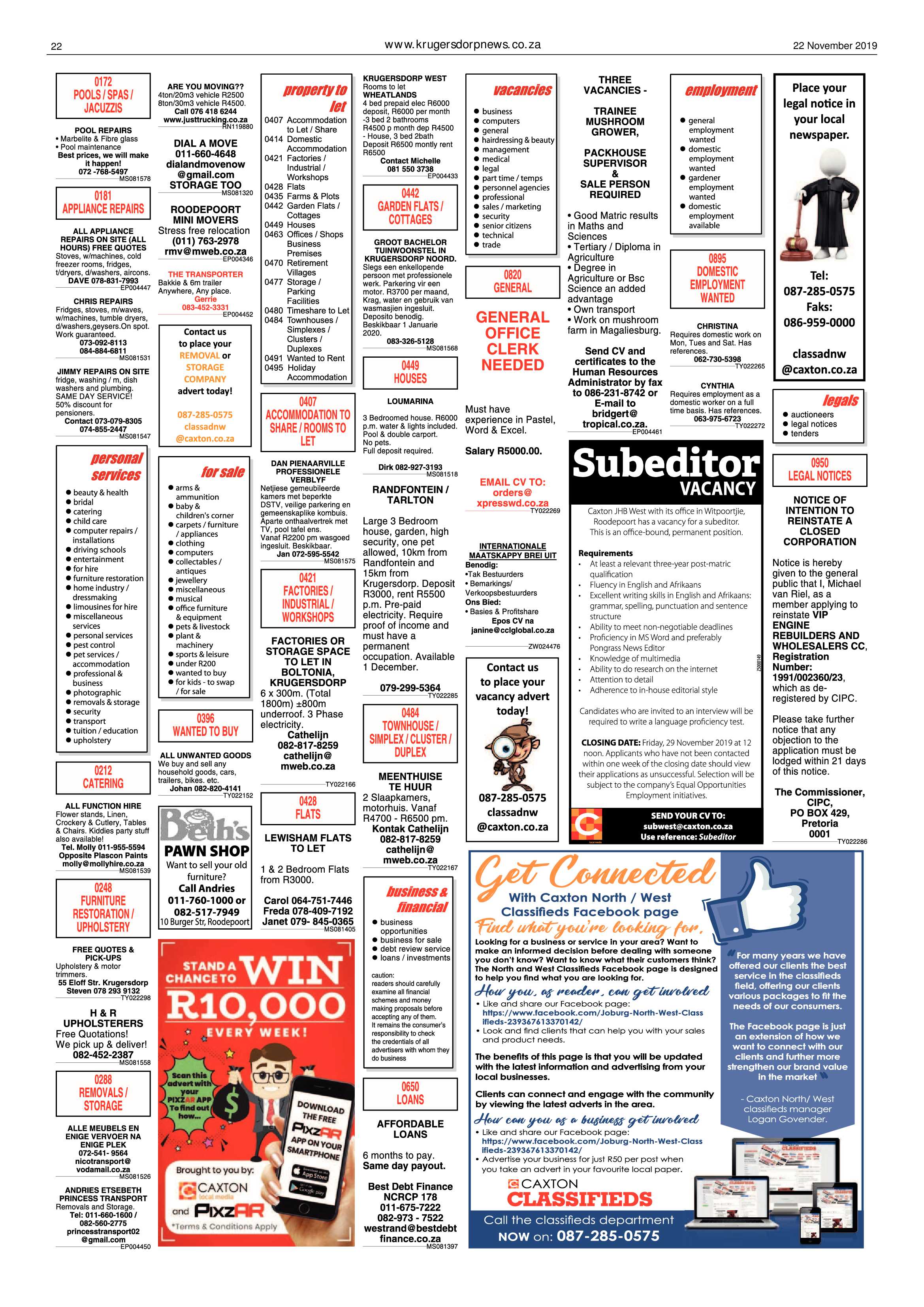Krugersdorp News 22 November 2019 page 22