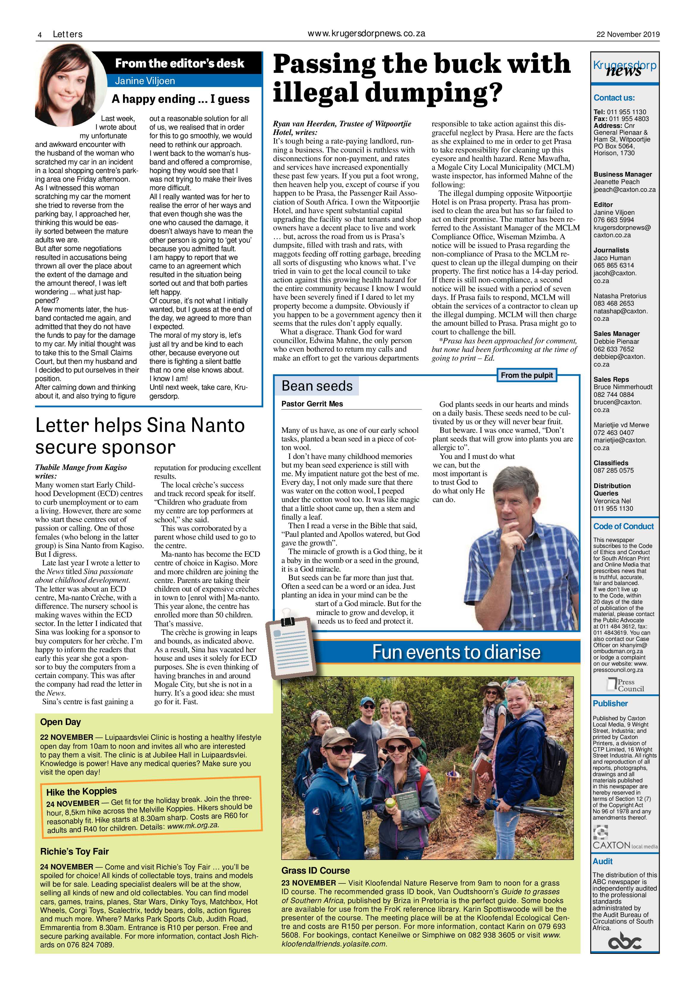 Krugersdorp News 22 November 2019 page 4
