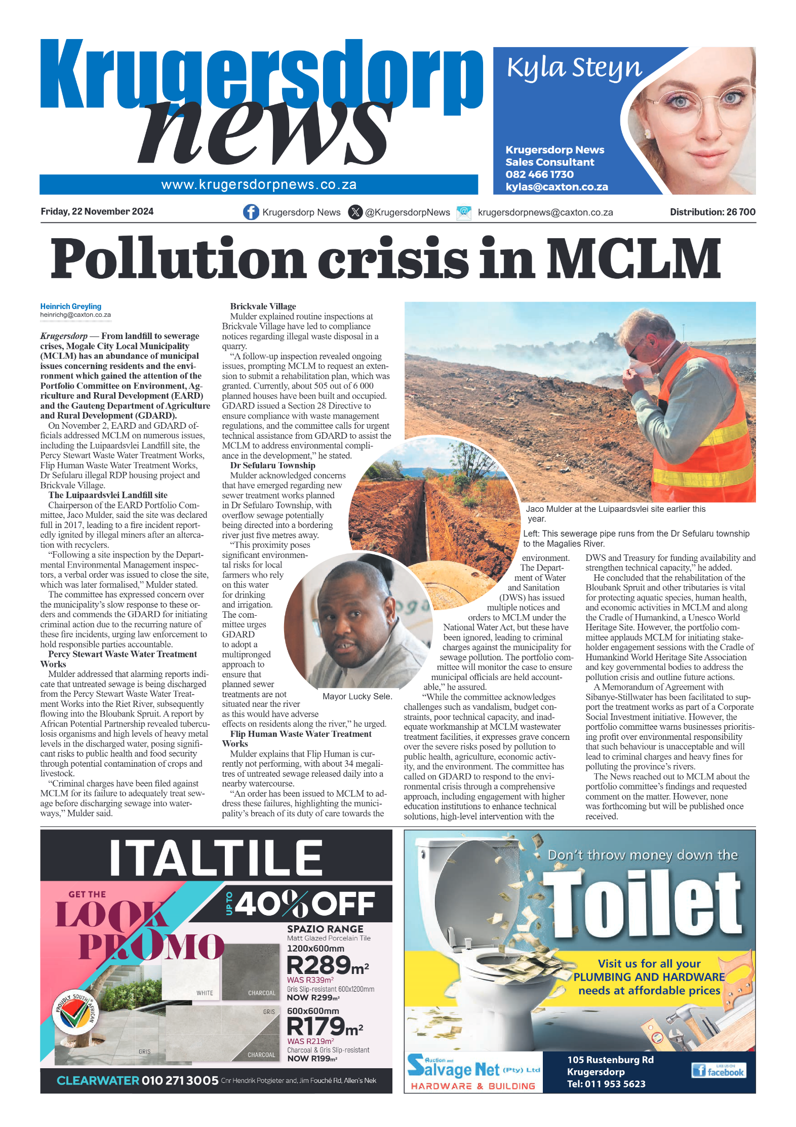 Krugersdorp News 22 November 2024 page 1